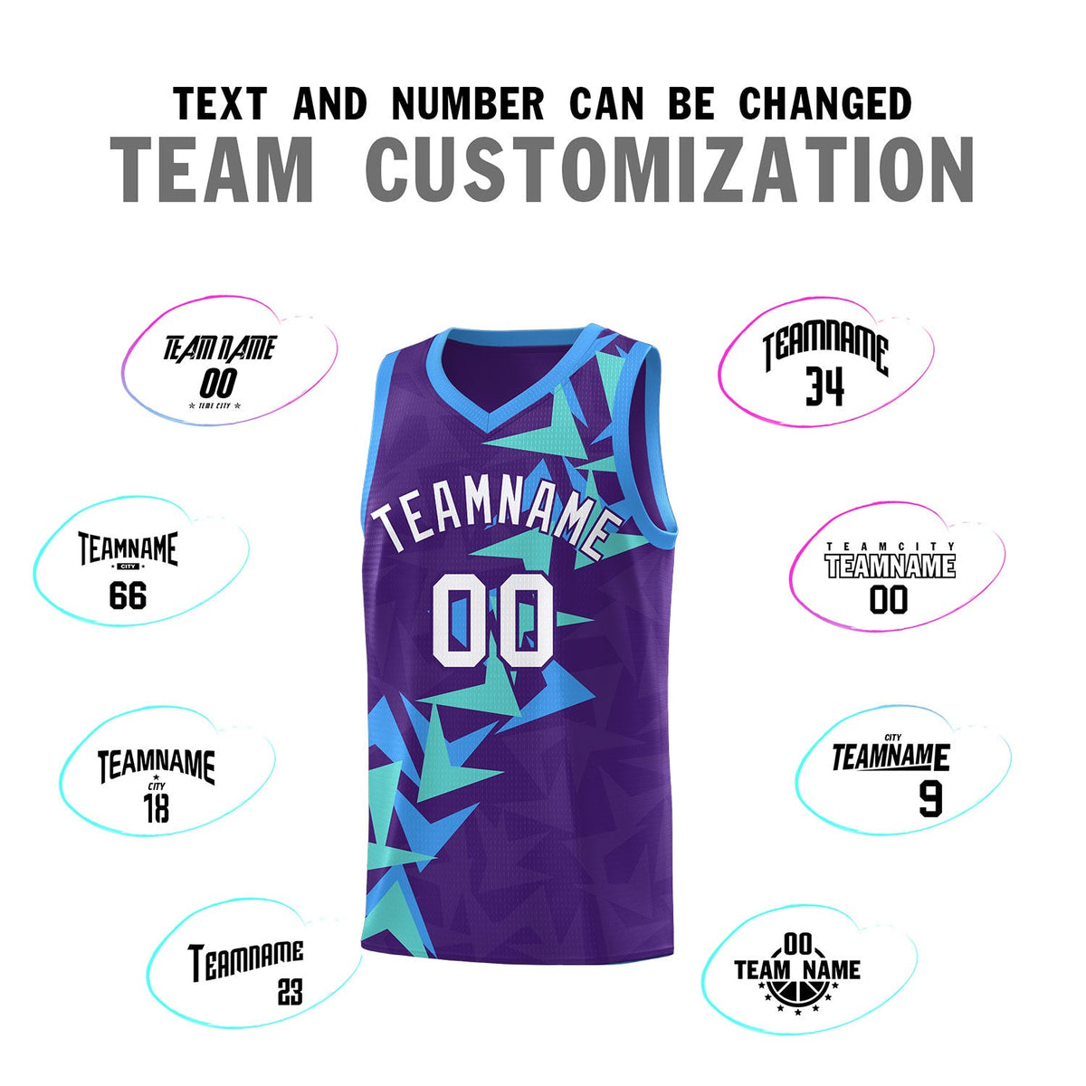 Custom Purple Boomerang Pattern Sets Basketball Jersey
