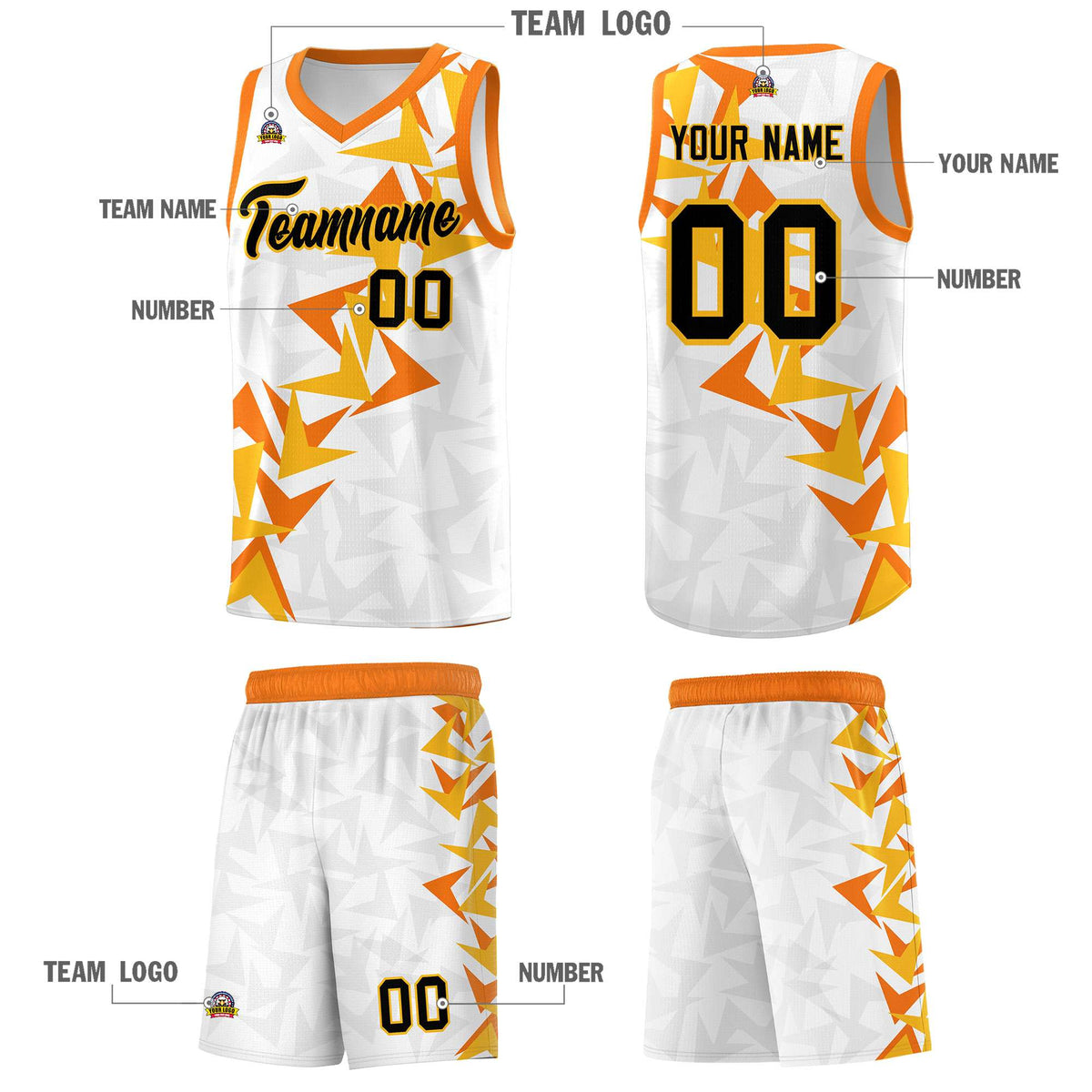 Custom White Boomerang Pattern Sets Basketball Jersey