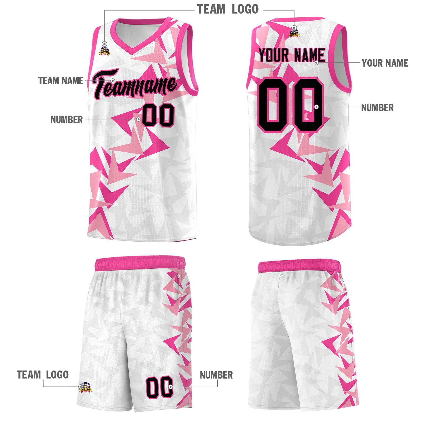 Custom White Boomerang Pattern Sets Basketball Jersey