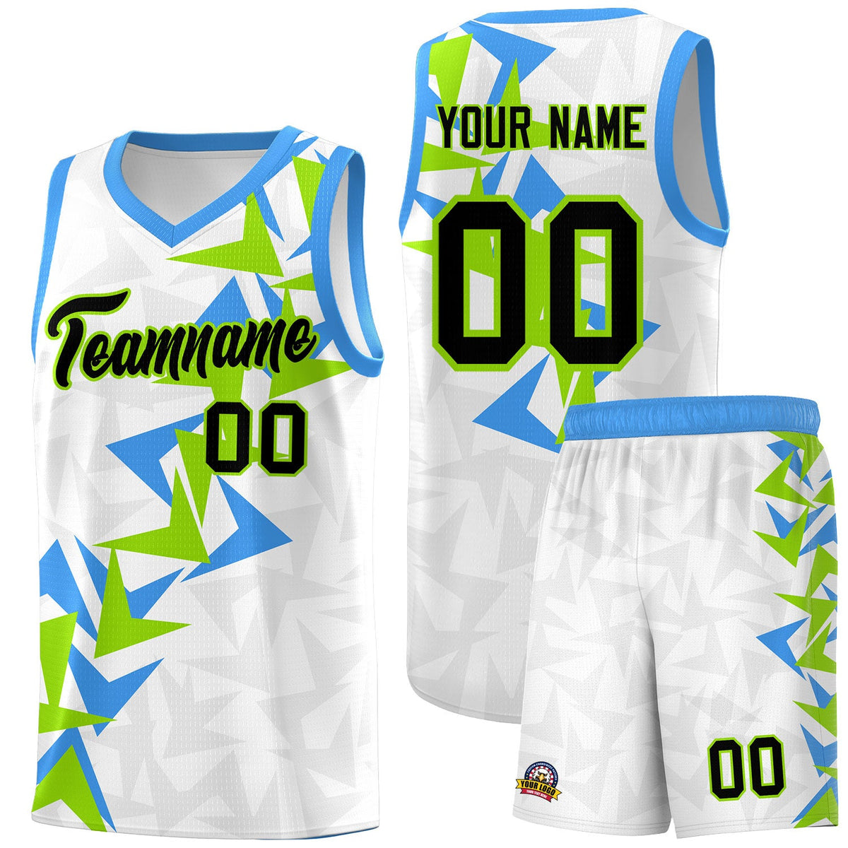 Custom White Boomerang Pattern Sets Basketball Jersey