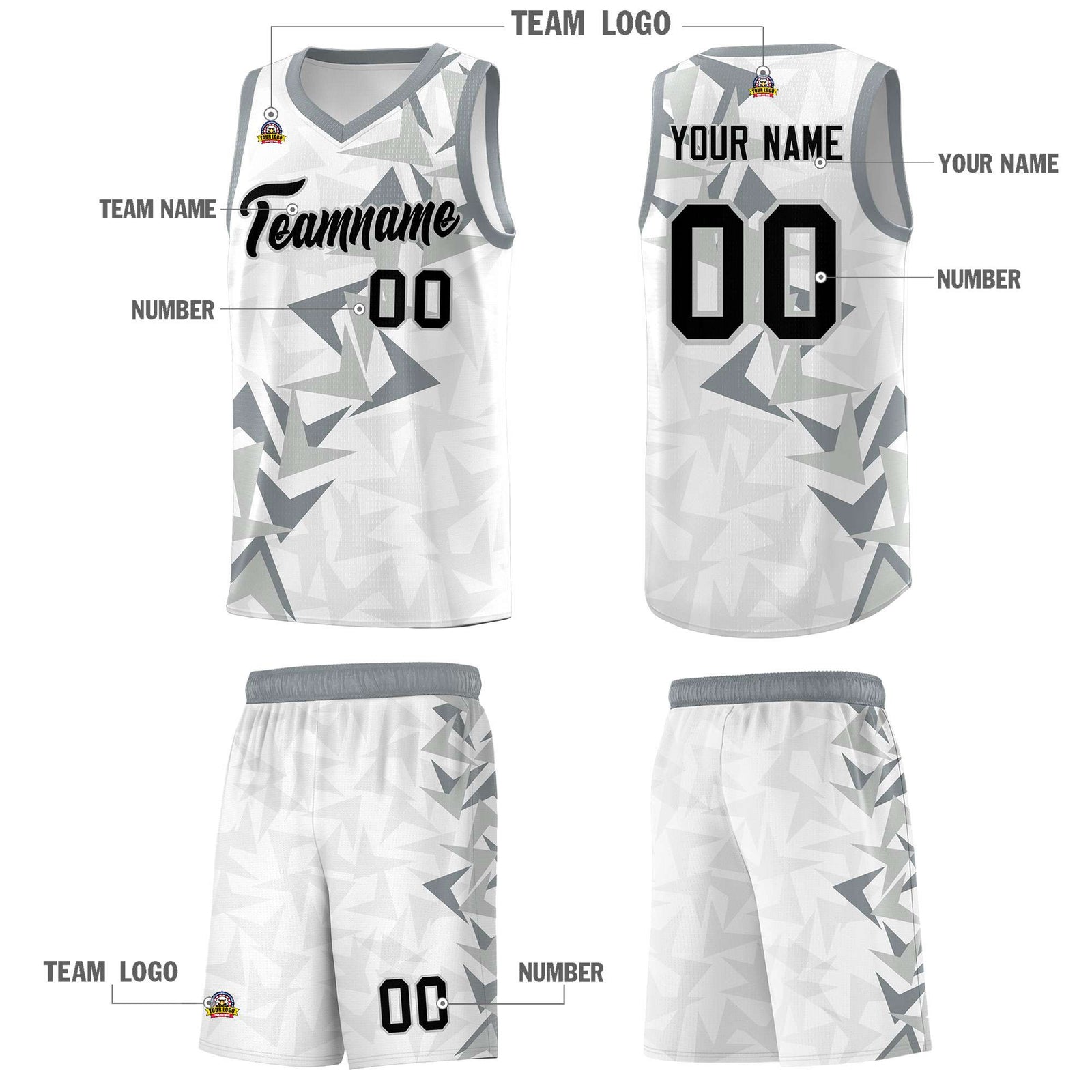 Custom White Boomerang Pattern Sets Basketball Jersey