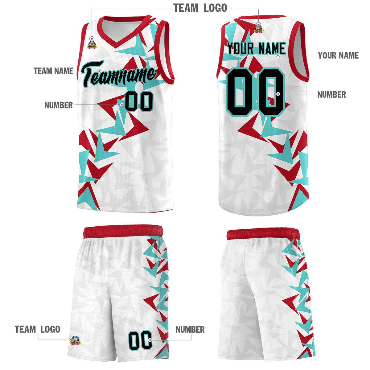 Custom White Boomerang Pattern Sets Basketball Jersey
