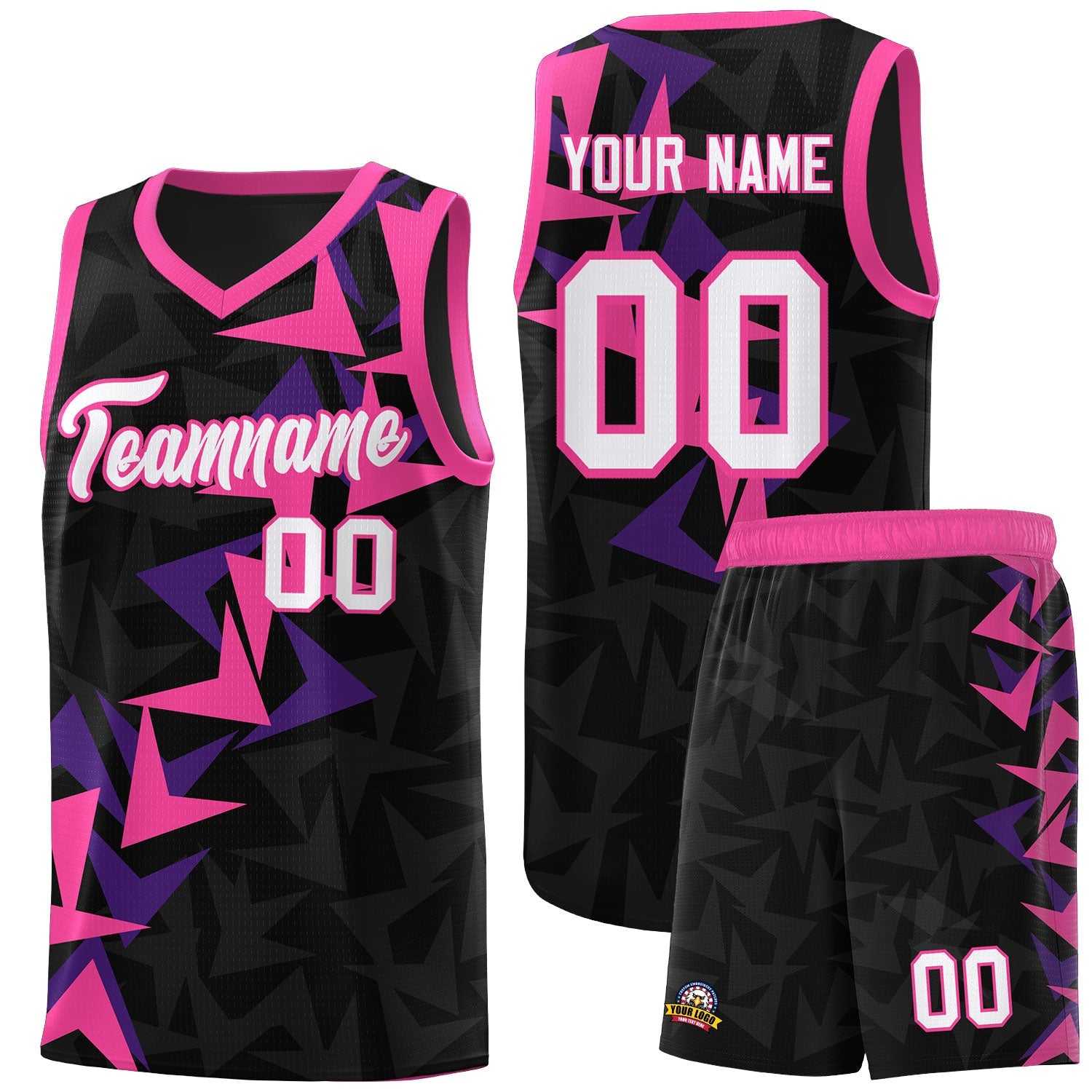 Custom Black Boomerang Pattern Sets Basketball Jersey