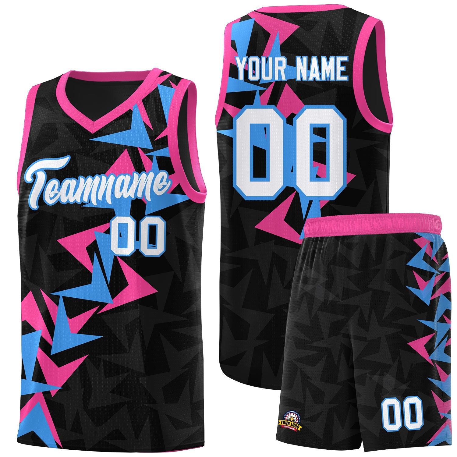 Custom Black Boomerang Pattern Sets Basketball Jersey