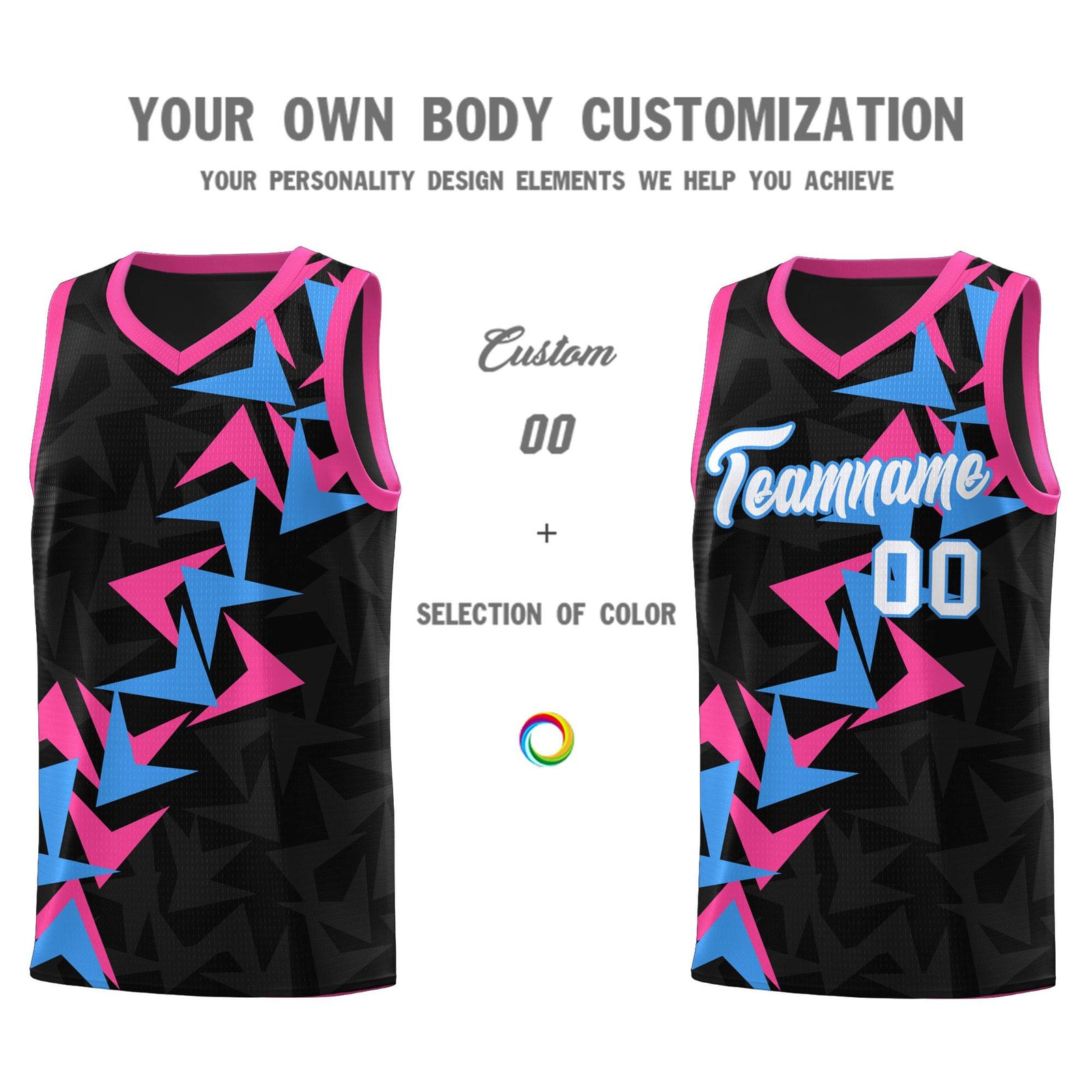 Custom Black Boomerang Pattern Sets Basketball Jersey