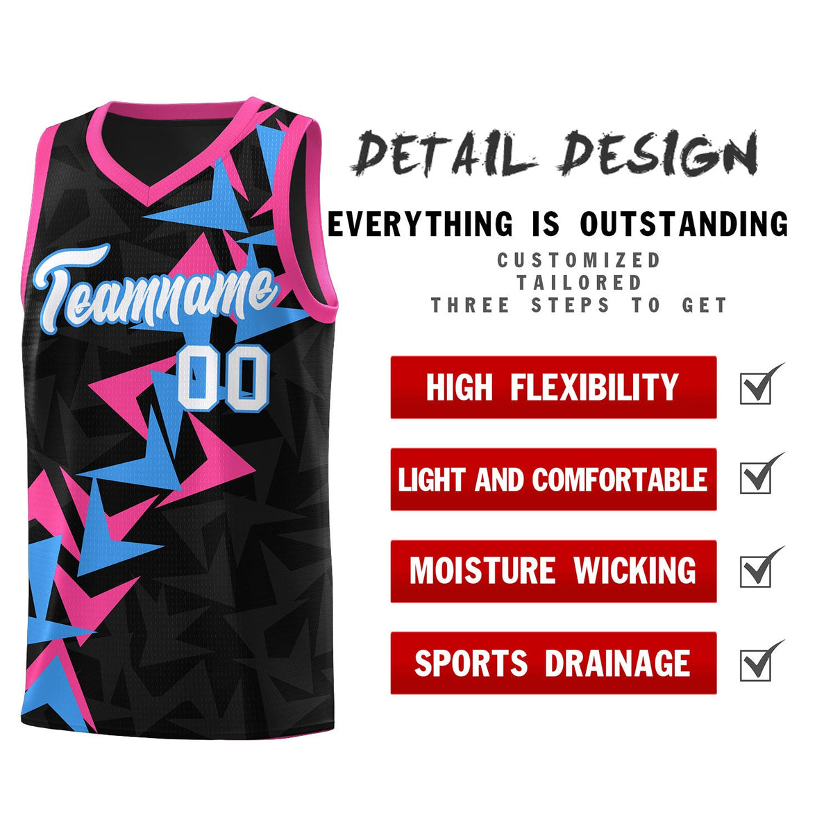 Custom Black Boomerang Pattern Sets Basketball Jersey