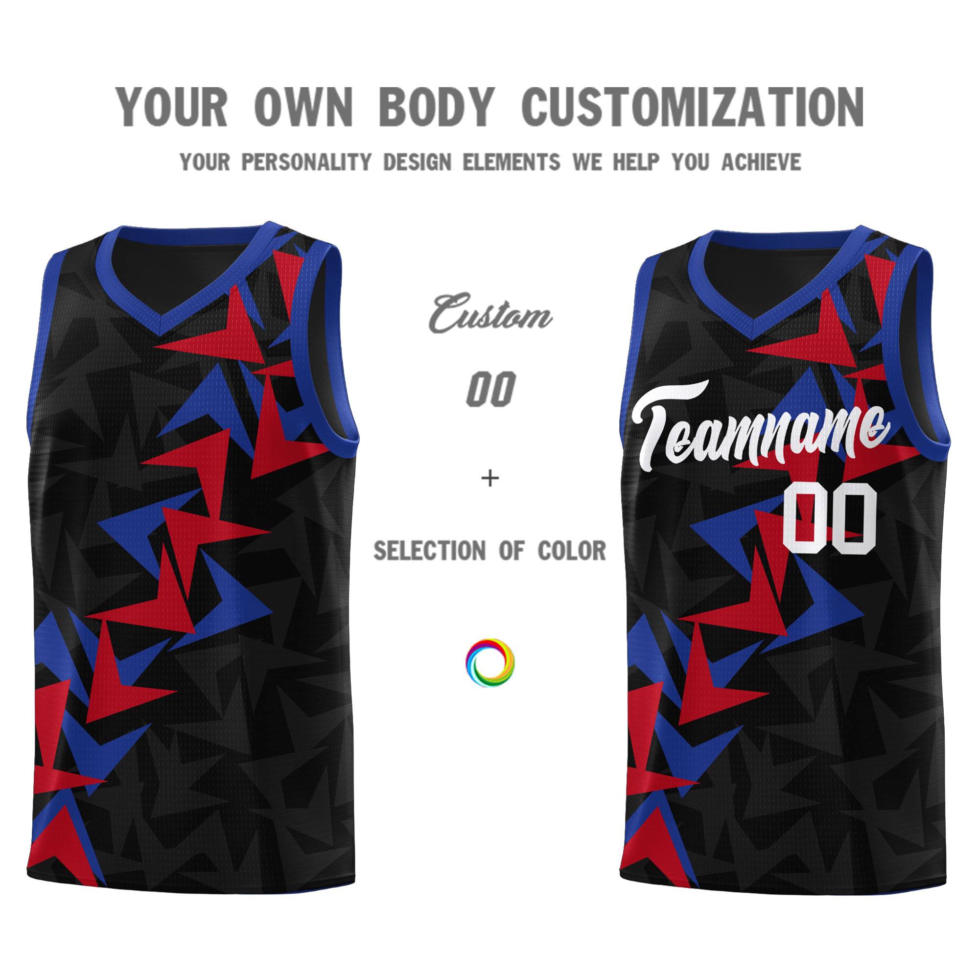 Custom Black Boomerang Pattern Sets Basketball Jersey