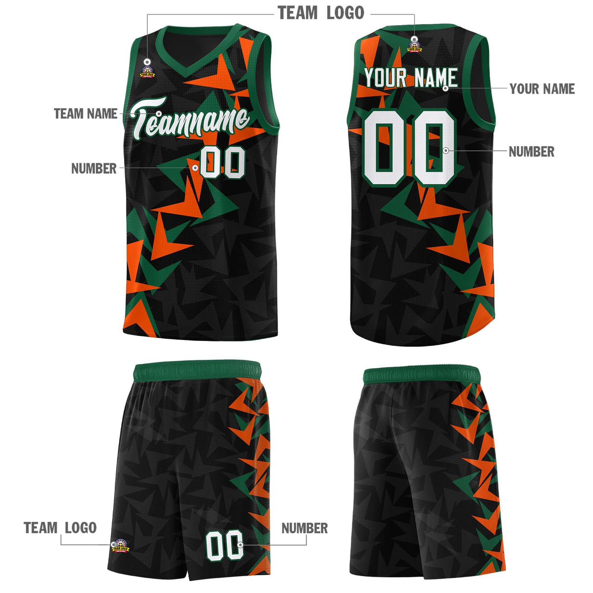 Custom Black Boomerang Pattern Sets Basketball Jersey