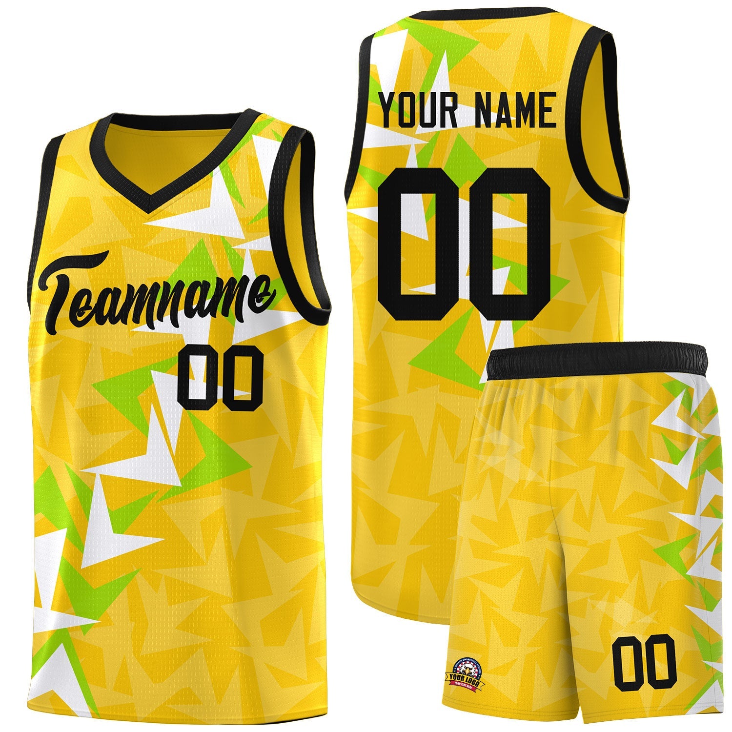 Custom Gold Boomerang Pattern Sets Basketball Jersey