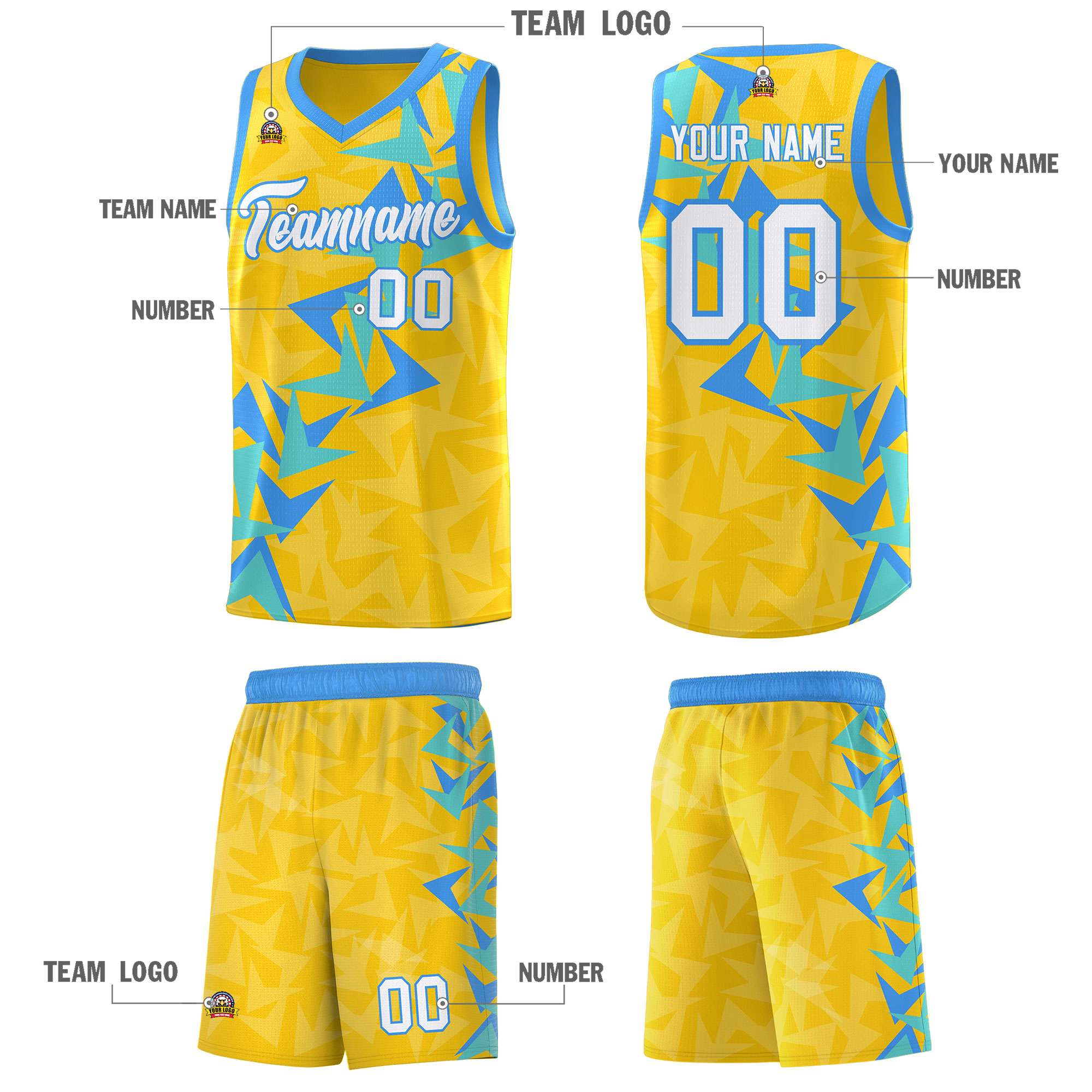 Custom Gold Boomerang Pattern Sets Basketball Jersey