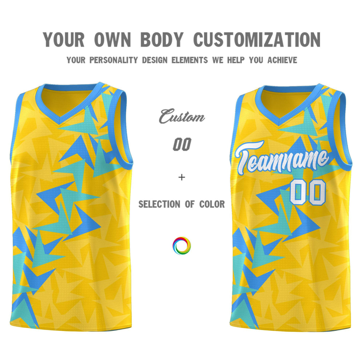 Custom Gold Boomerang Pattern Sets Basketball Jersey