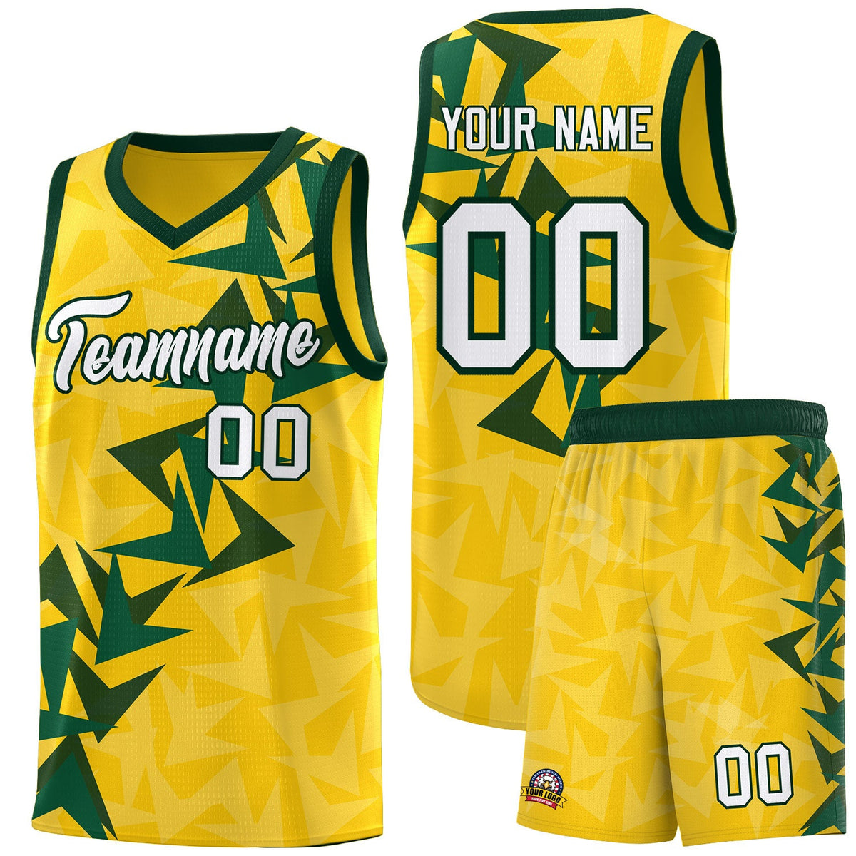 Custom Gold Boomerang Pattern Sets Basketball Jersey