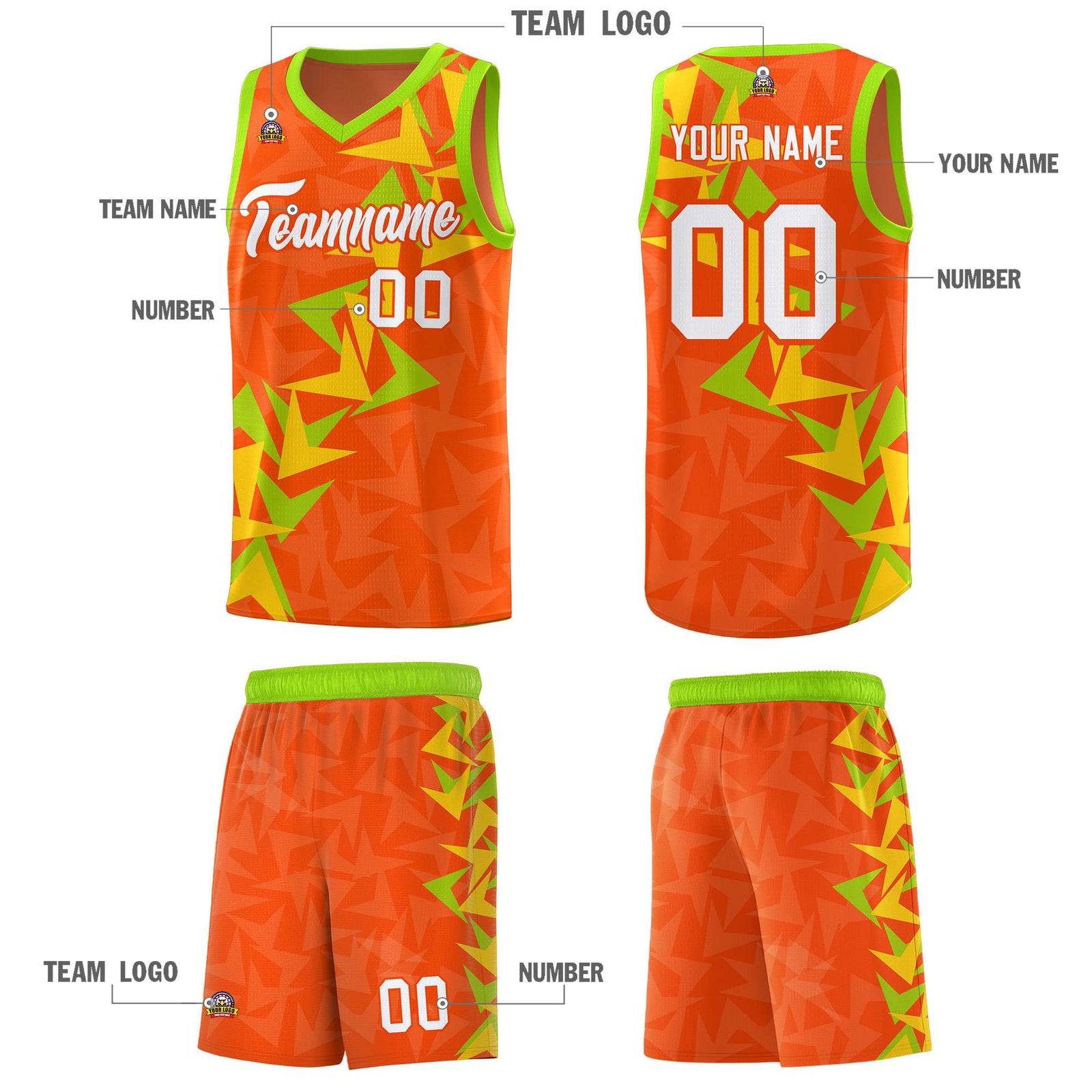 Custom Orange Boomerang Pattern Sets Basketball Jersey