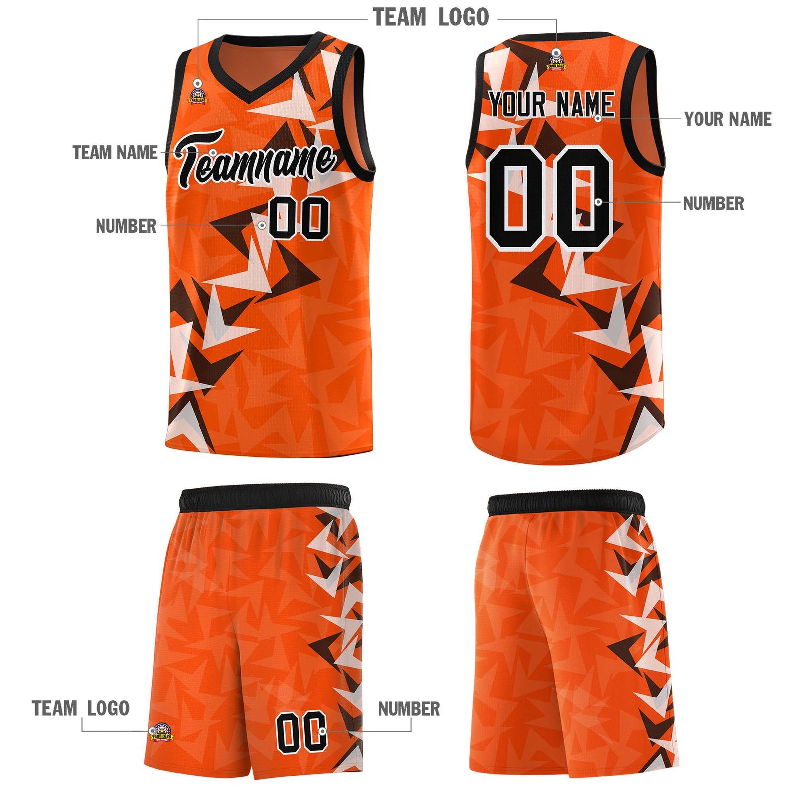 Custom Orange Boomerang Pattern Sets Basketball Jersey