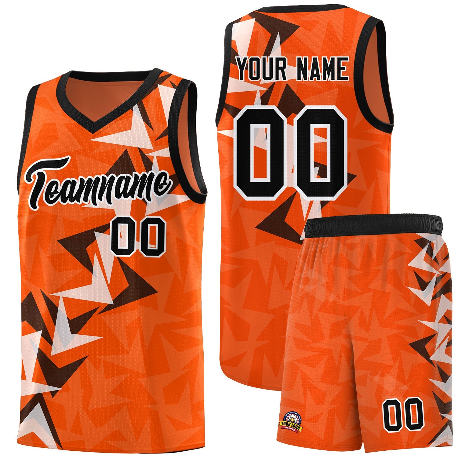 Custom Orange Boomerang Pattern Sets Basketball Jersey