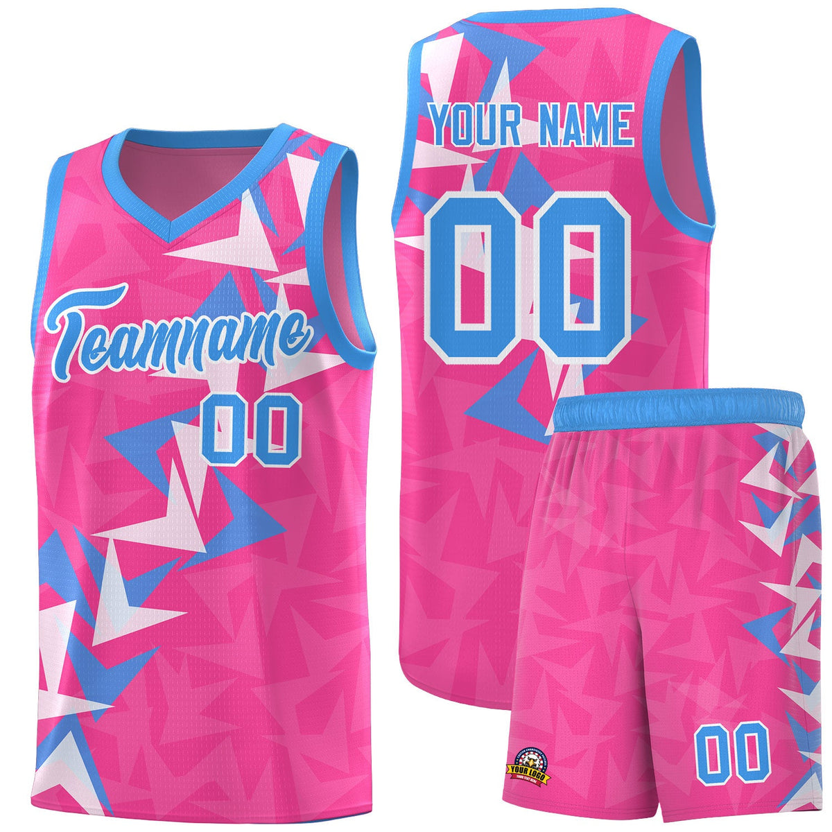 Custom Pink Boomerang Pattern Sets Basketball Jersey