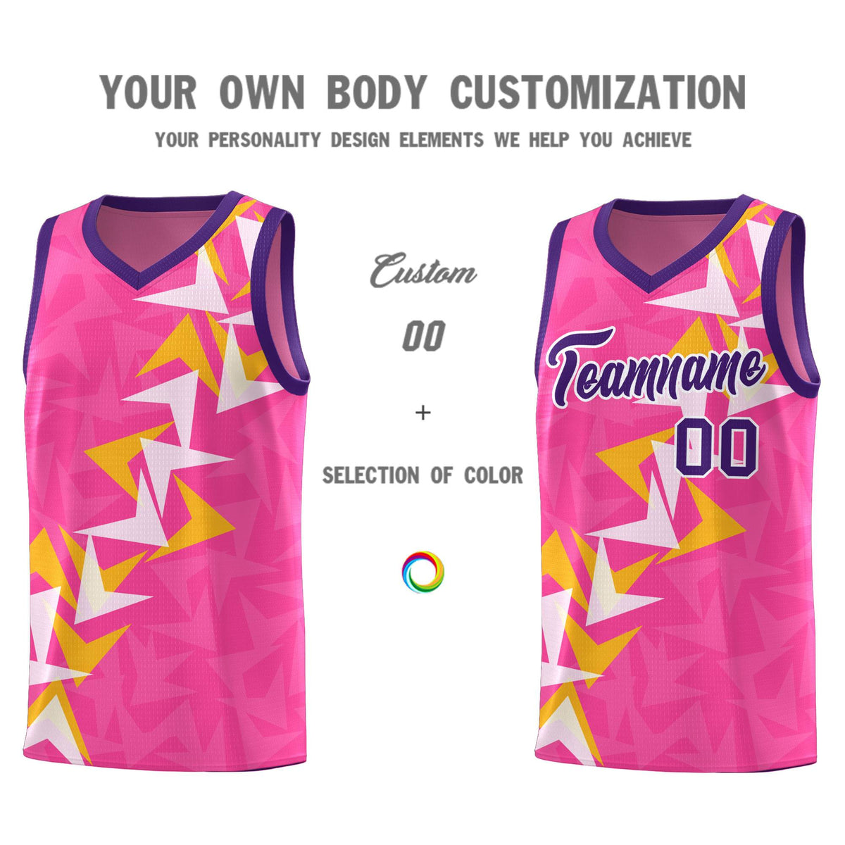 Custom Pink Boomerang Pattern Sets Basketball Jersey