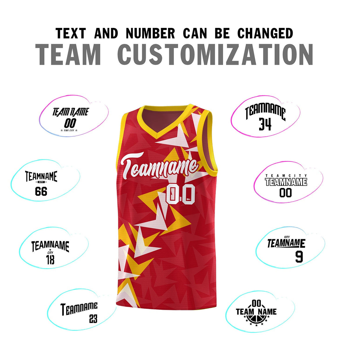 Custom Red Boomerang Pattern Sets Basketball Jersey