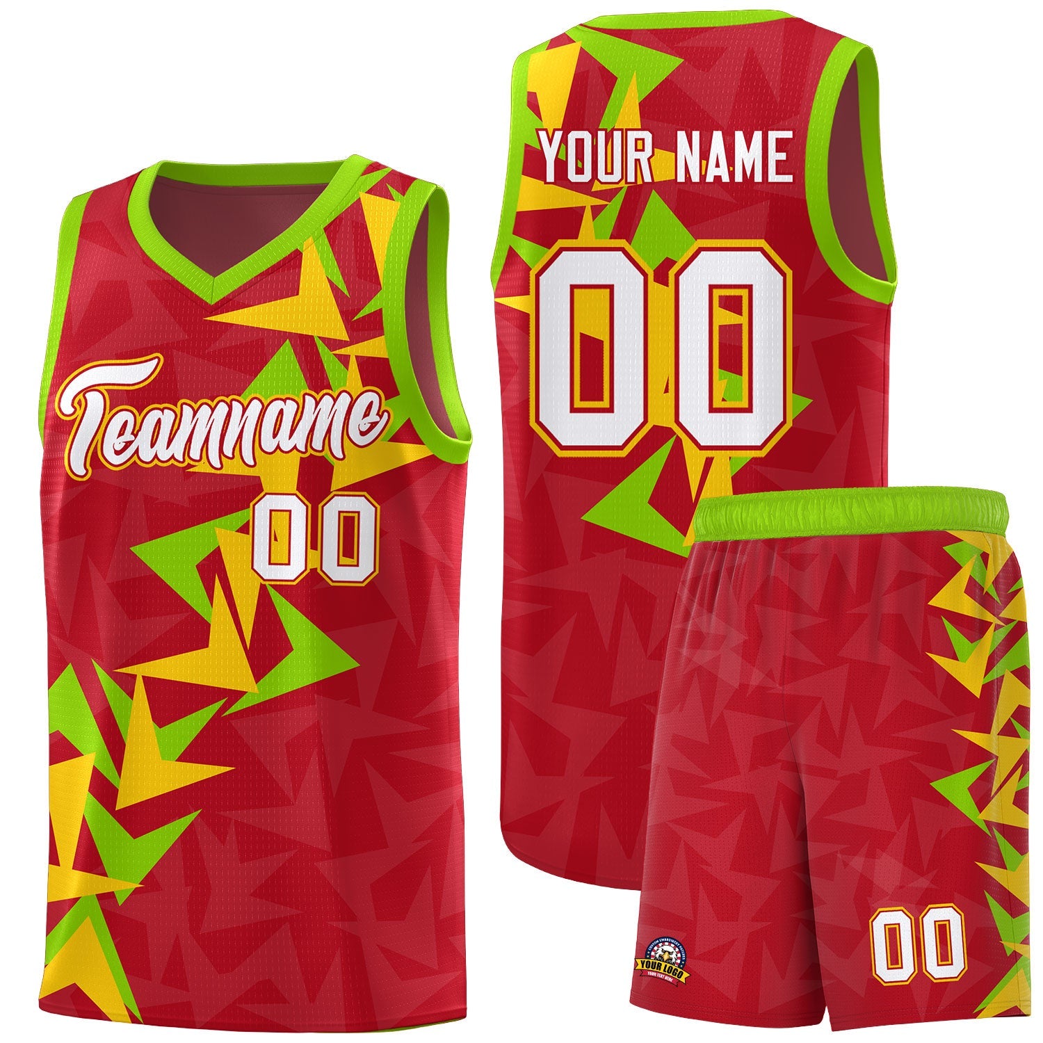 Custom Red Boomerang Pattern Sets Basketball Jersey