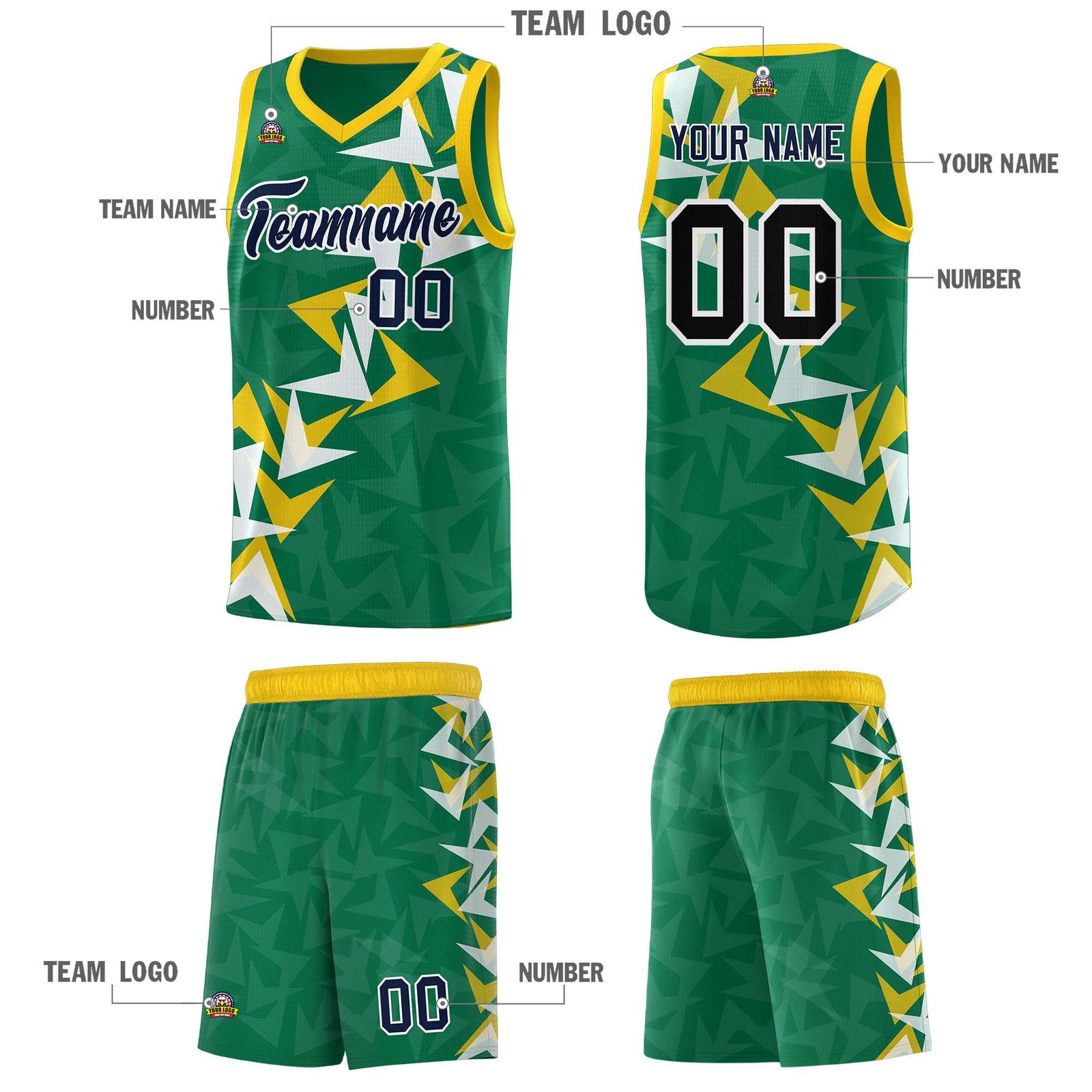 Custom Kelly Green Boomerang Pattern Sets Basketball Jersey