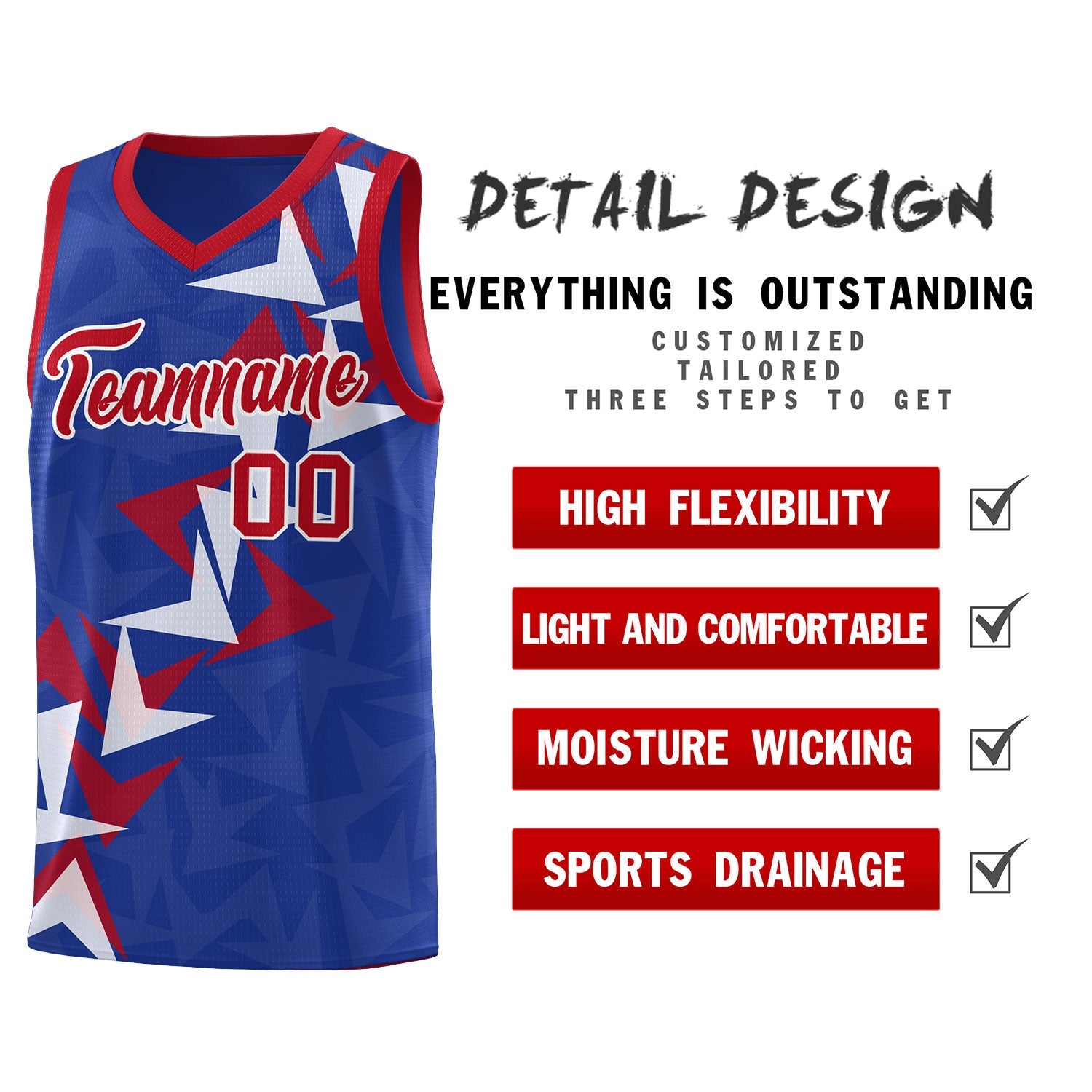 Custom Royal Boomerang Pattern Sets Basketball Jersey