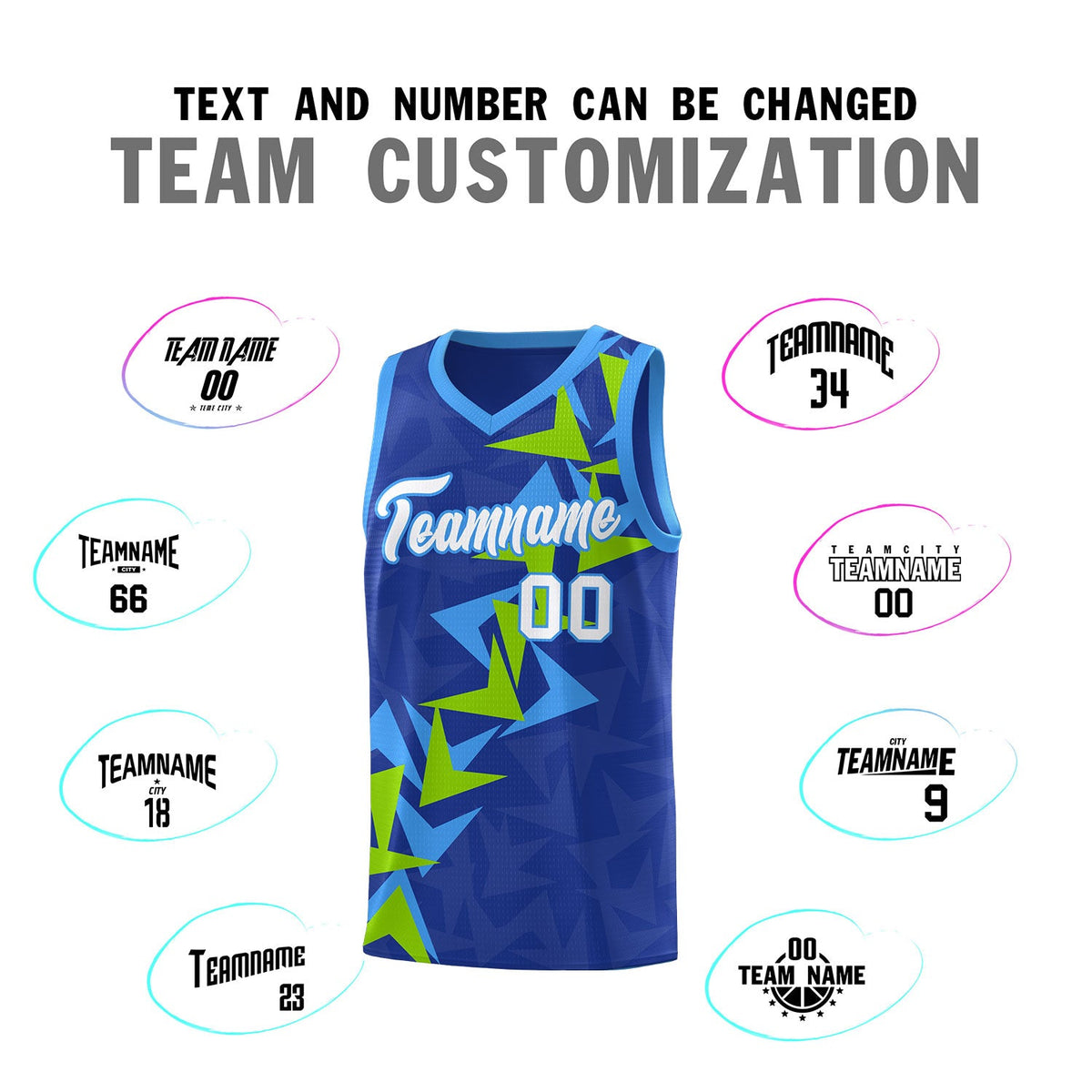 Custom Royal Boomerang Pattern Sets Basketball Jersey
