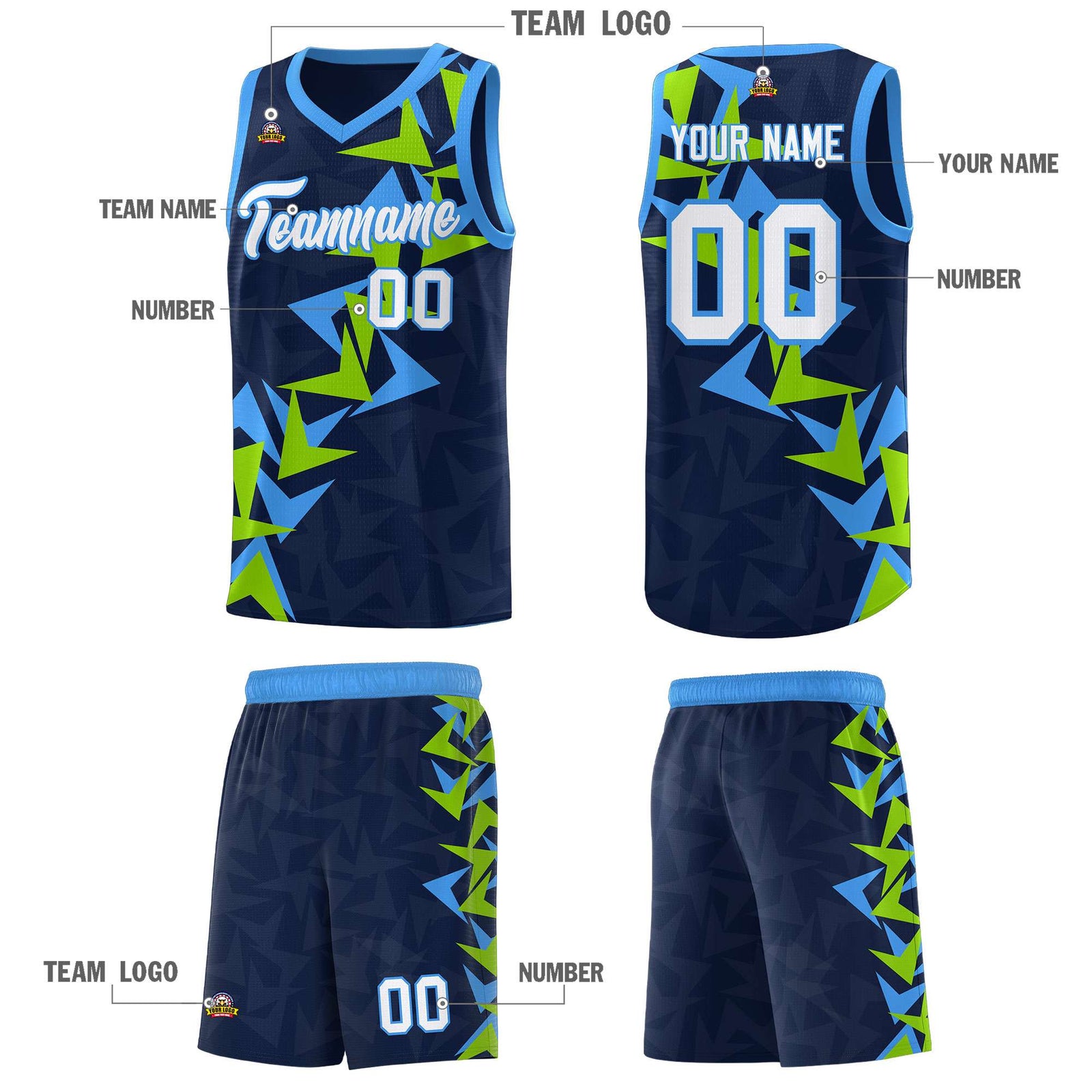 Custom Navy Boomerang Pattern Sets Basketball Jersey