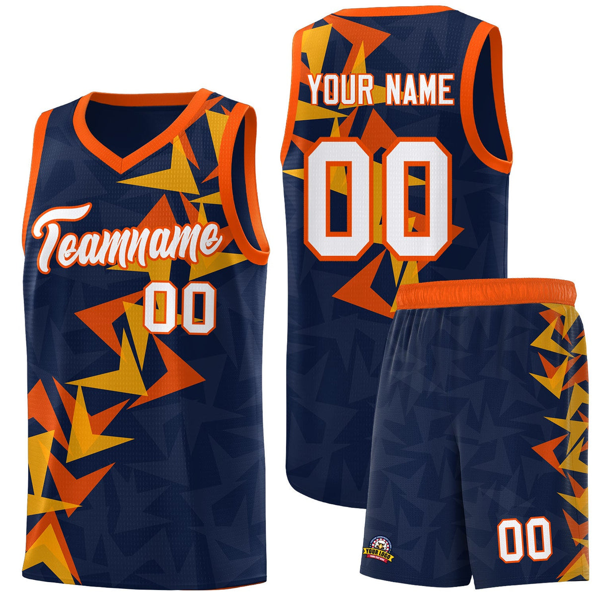 Custom Navy Boomerang Pattern Sets Basketball Jersey