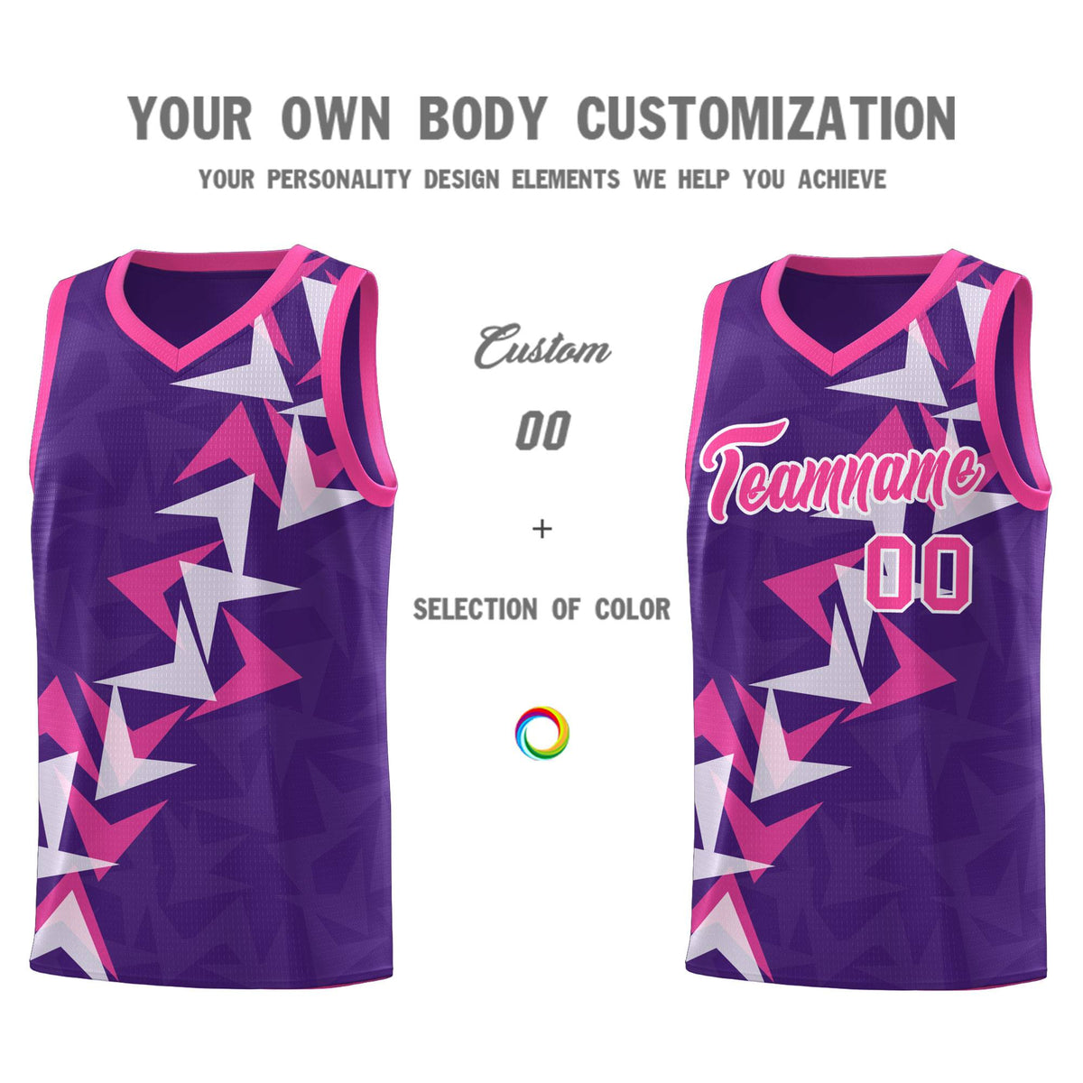 Custom Purple Boomerang Pattern Sets Basketball Jersey