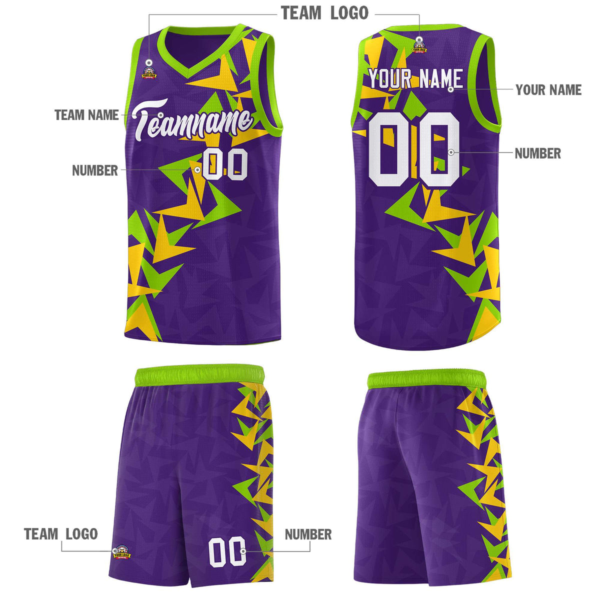 Custom Purple Boomerang Pattern Sets Basketball Jersey