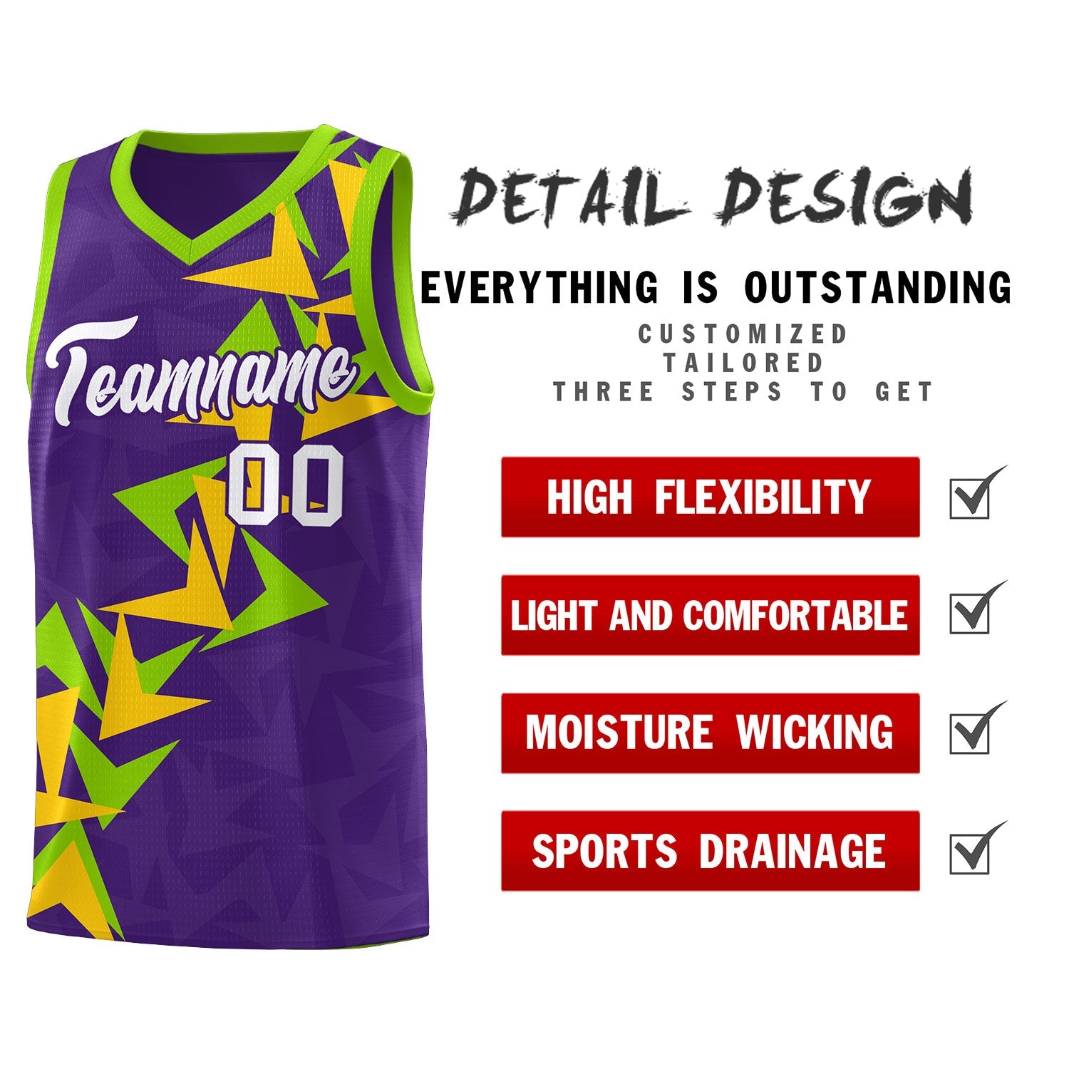Custom Purple Boomerang Pattern Sets Basketball Jersey