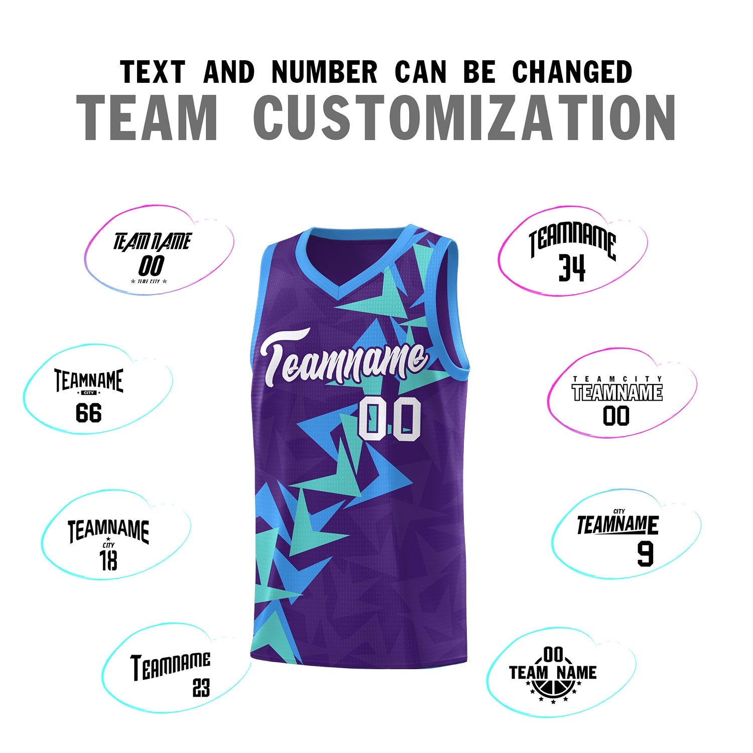 Custom Purple Boomerang Pattern Sets Basketball Jersey