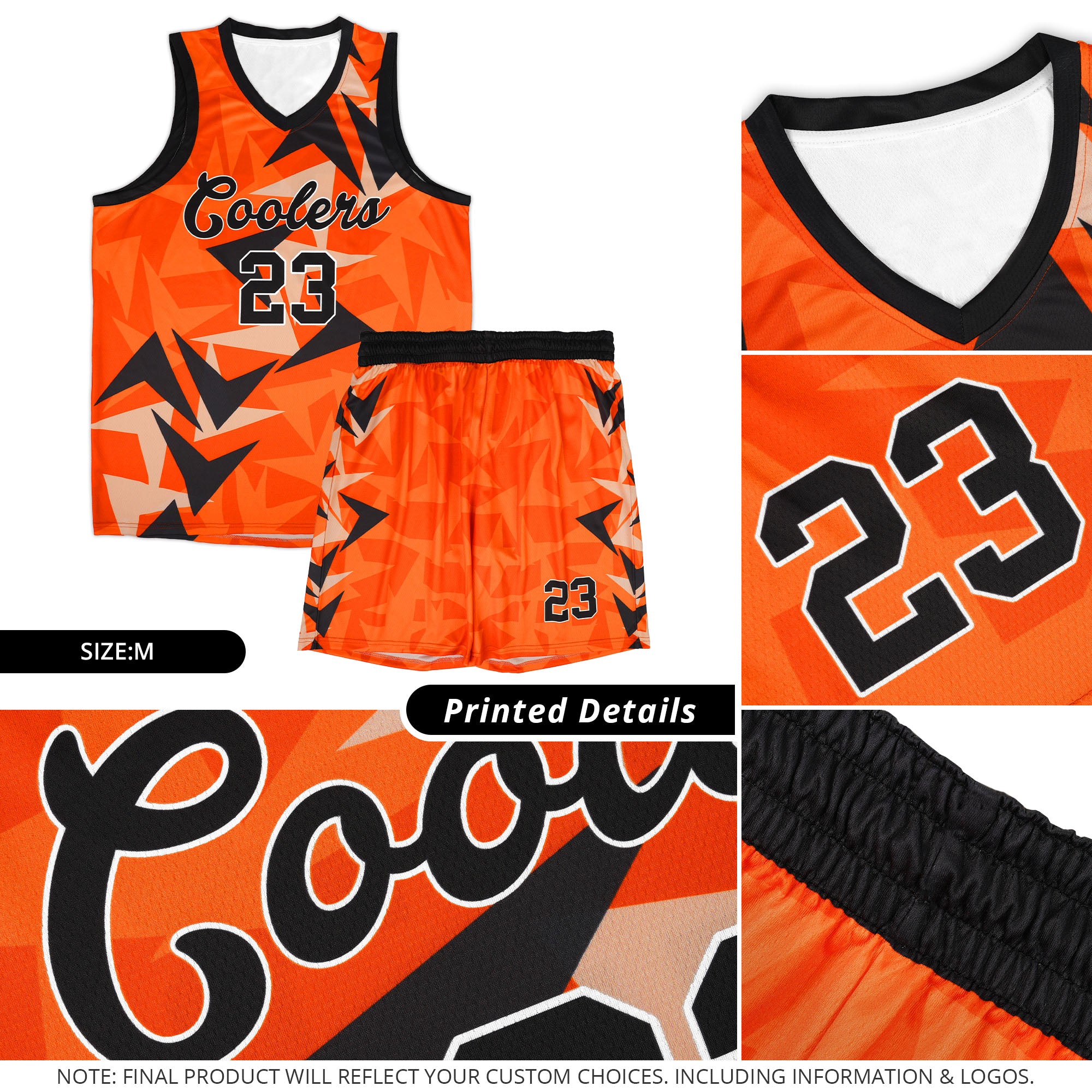 Custom Orange Boomerang Pattern Sets Basketball Jersey