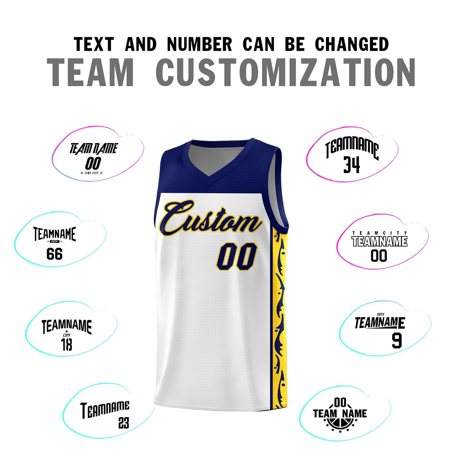 Custom White Side Pattern Sports Uniform Basketball Jersey