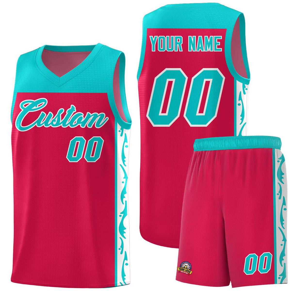 Custom Red Side Pattern Sports Uniform Basketball Jersey
