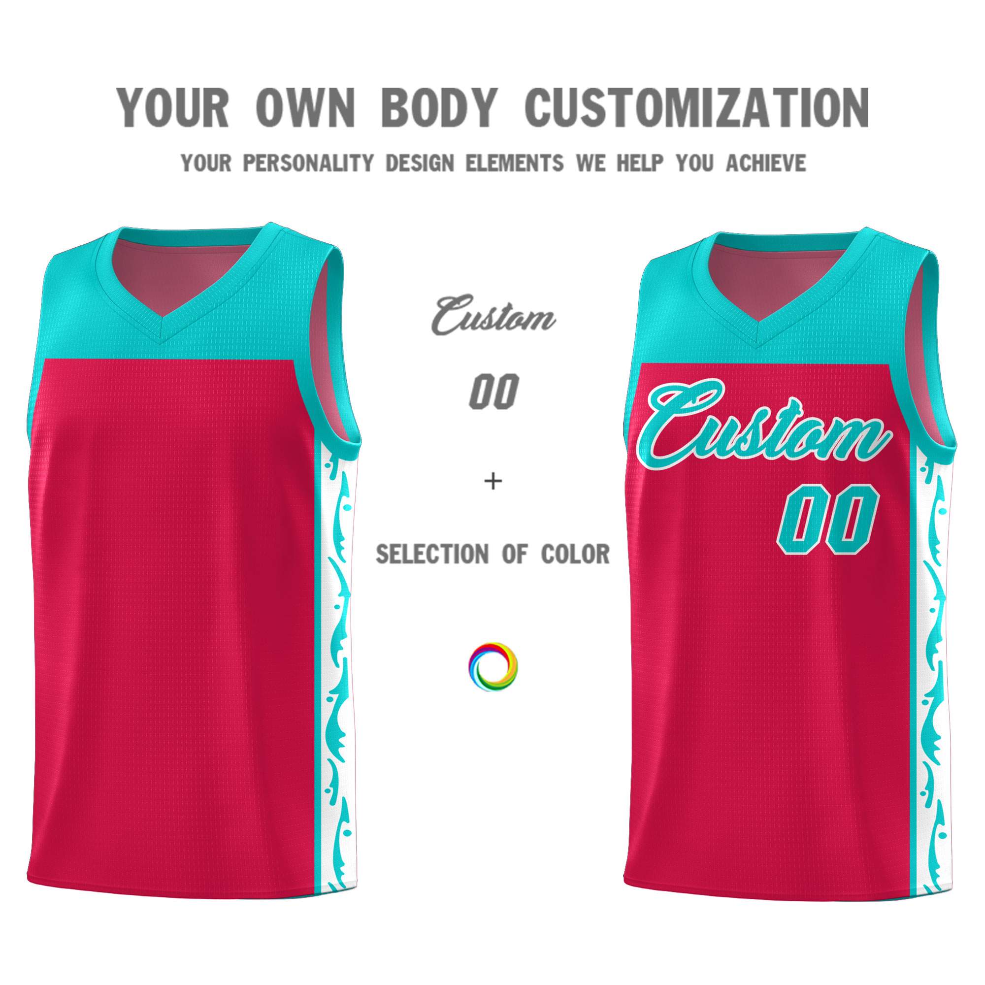 Custom Red Side Pattern Sports Uniform Basketball Jersey