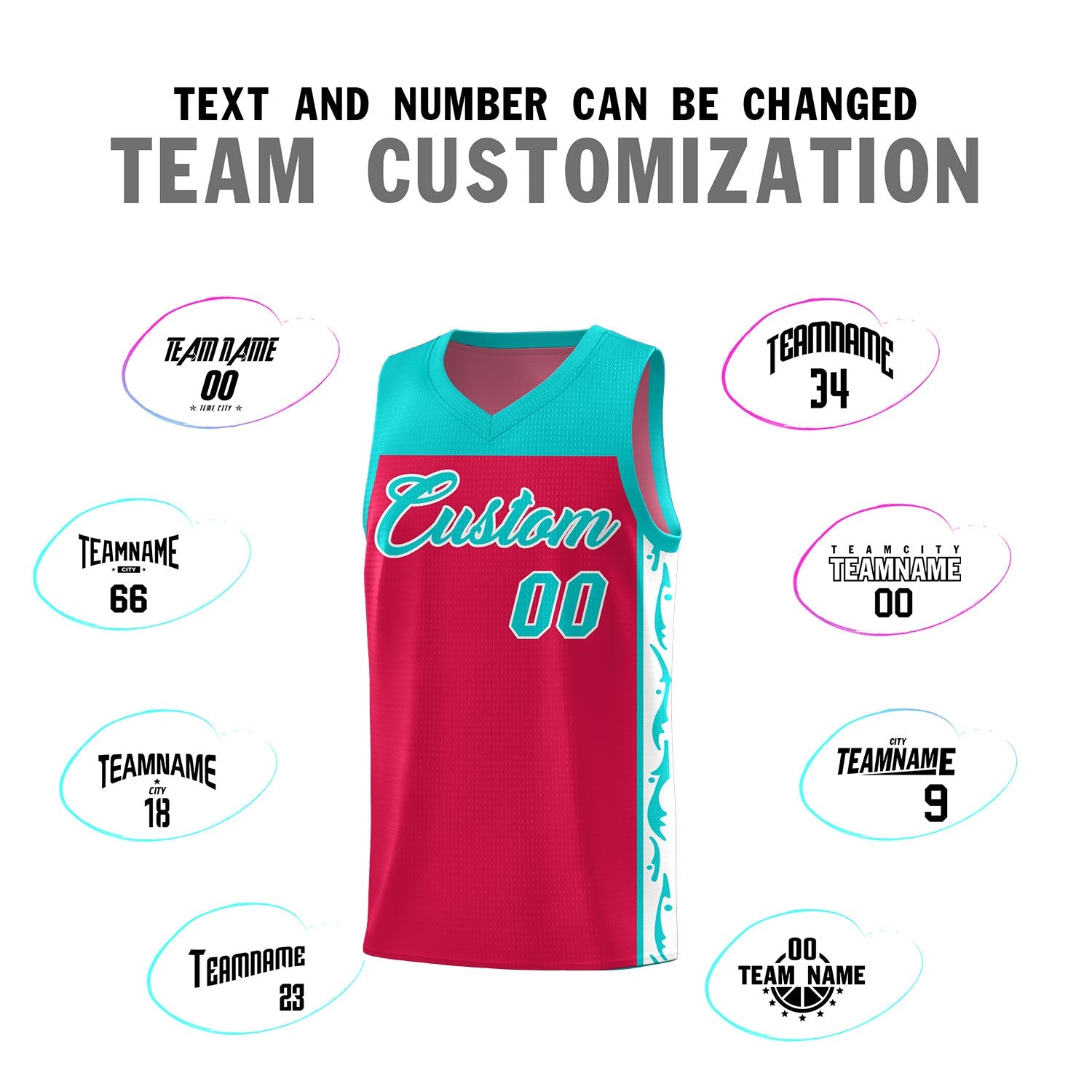 Custom Red Side Pattern Sports Uniform Basketball Jersey