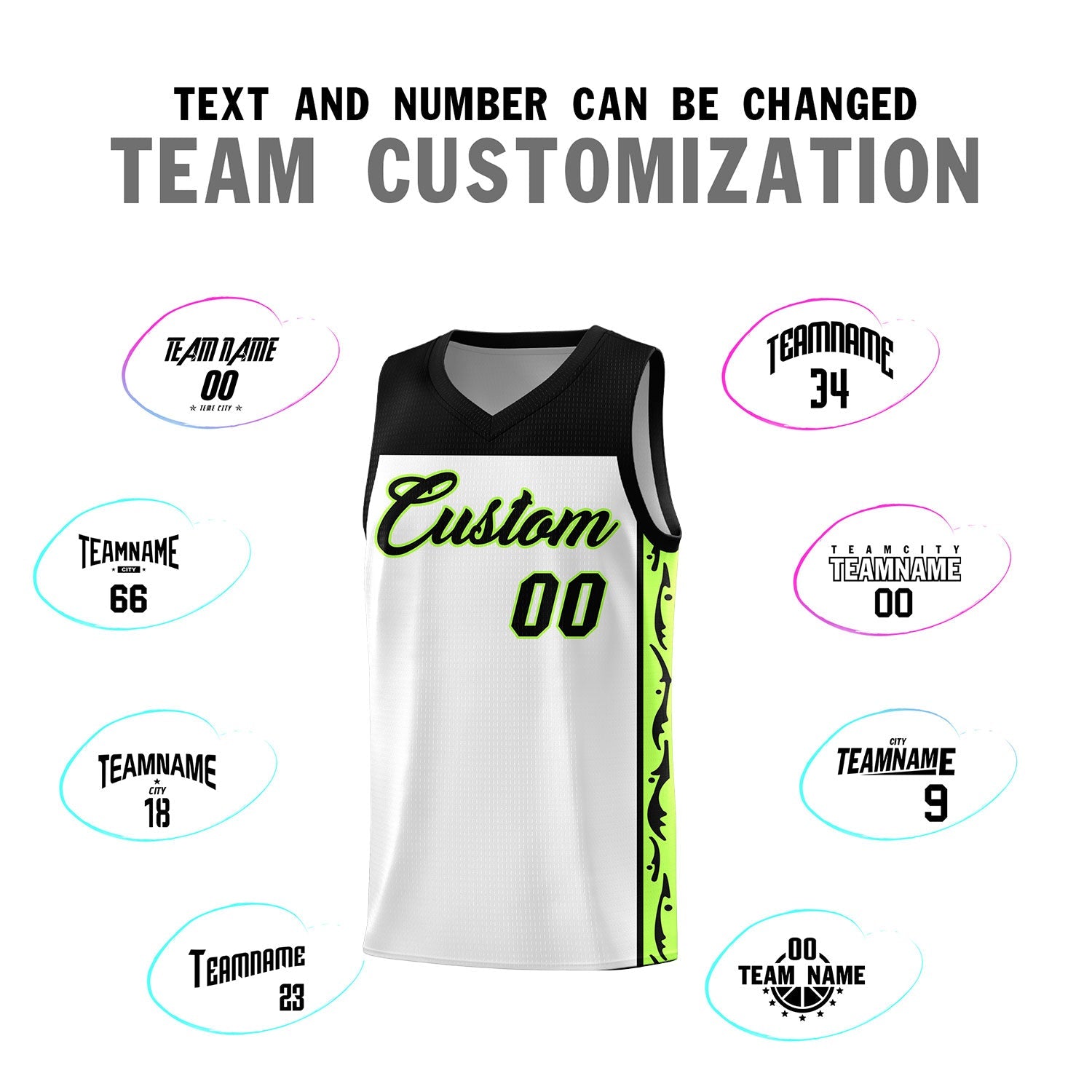 Custom White Side Pattern Sports Uniform Basketball Jersey