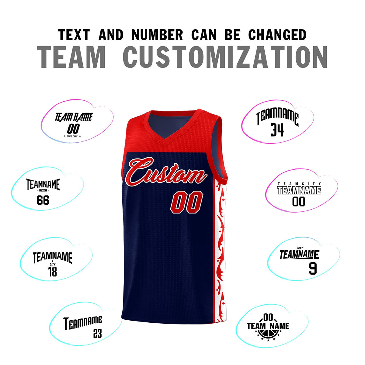 Custom Navy Side Pattern Sports Uniform Basketball Jersey