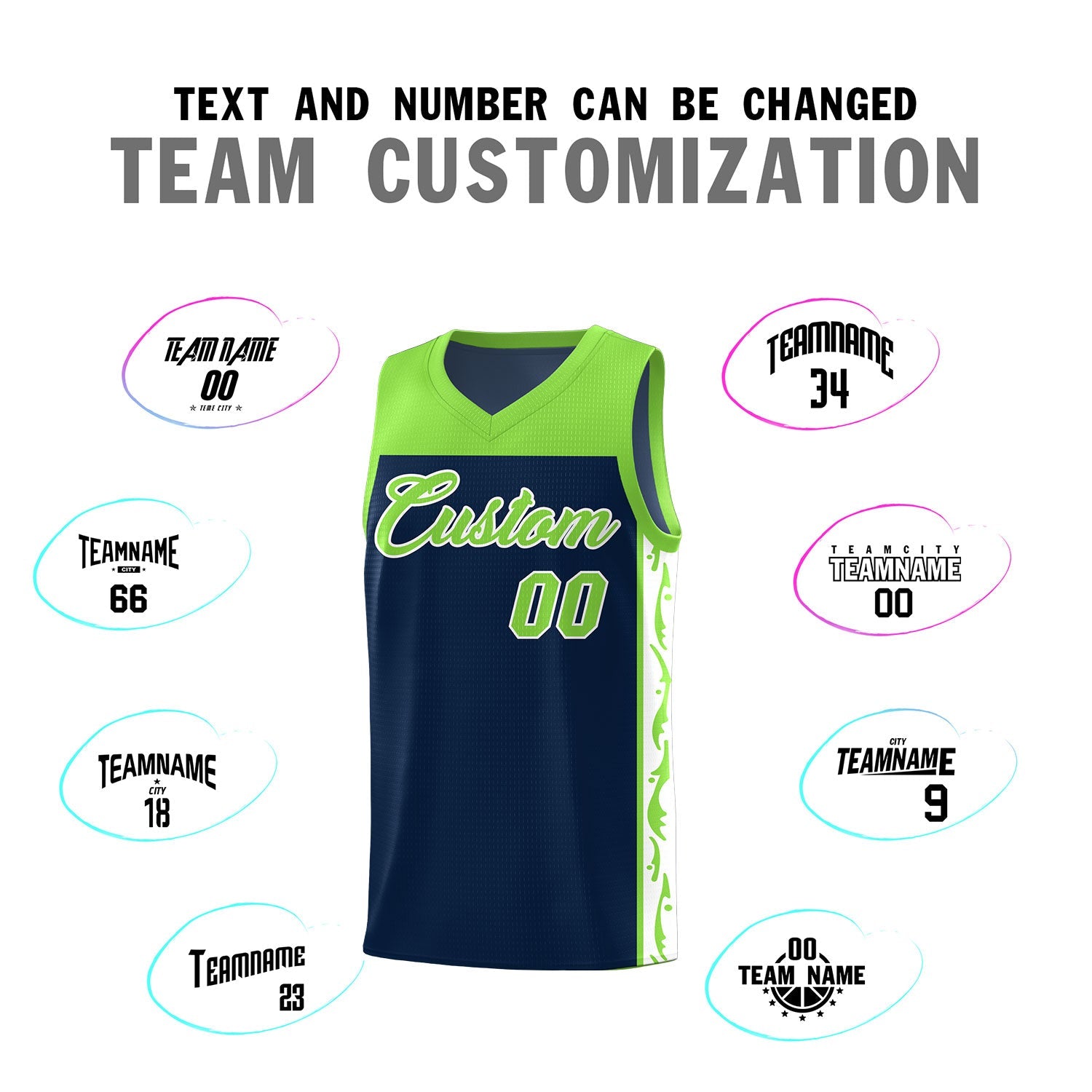Custom Navy Side Pattern Sports Uniform Basketball Jersey