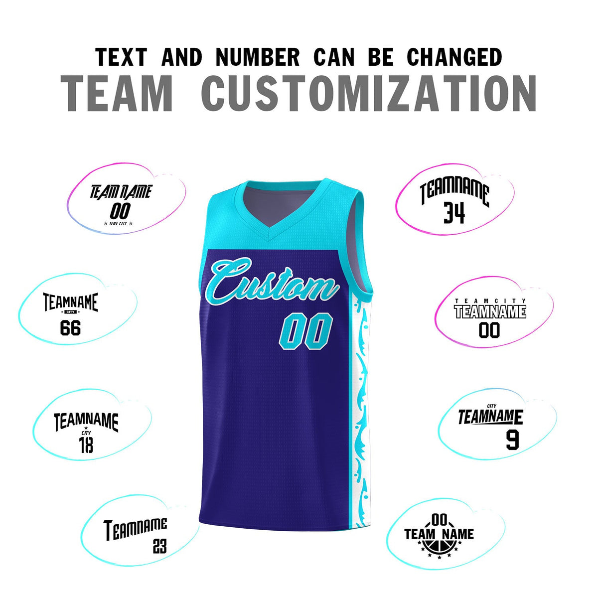 Custom Royal Side Pattern Sports Uniform Basketball Jersey