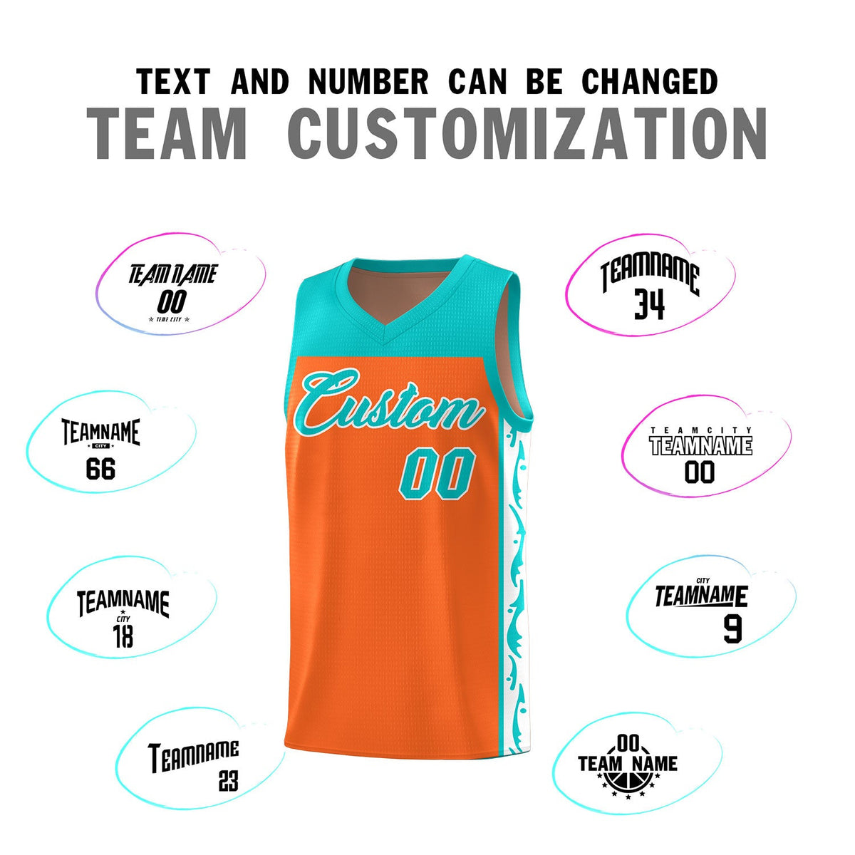 Custom Orange Side Pattern Sports Uniform Basketball Jersey