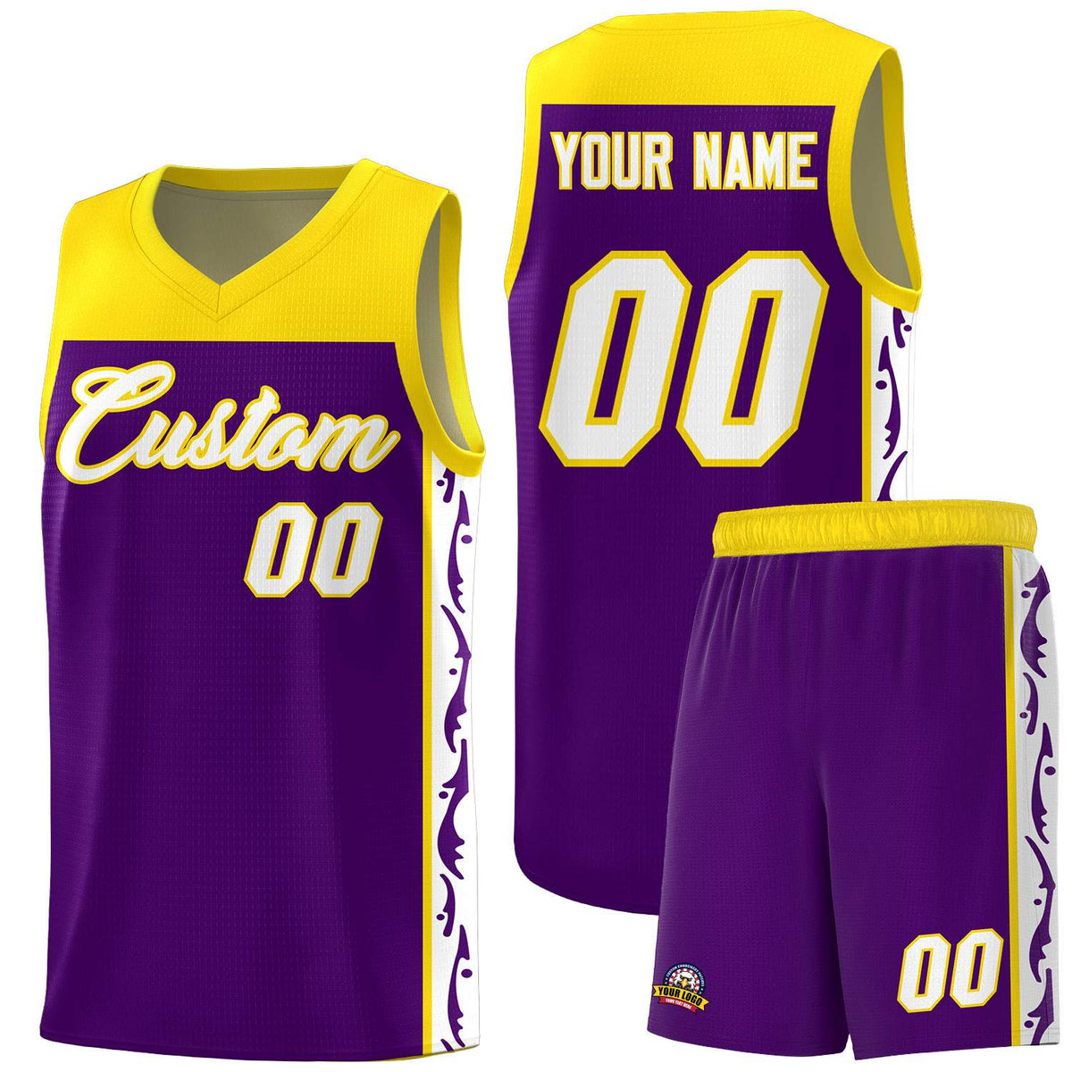 Custom Purple Side Pattern Sports Uniform Basketball Jersey