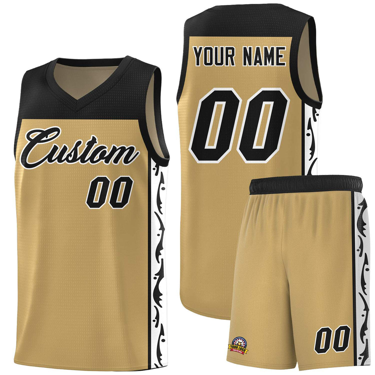 Custom Light Brown Side Pattern Sports Uniform Basketball Jersey