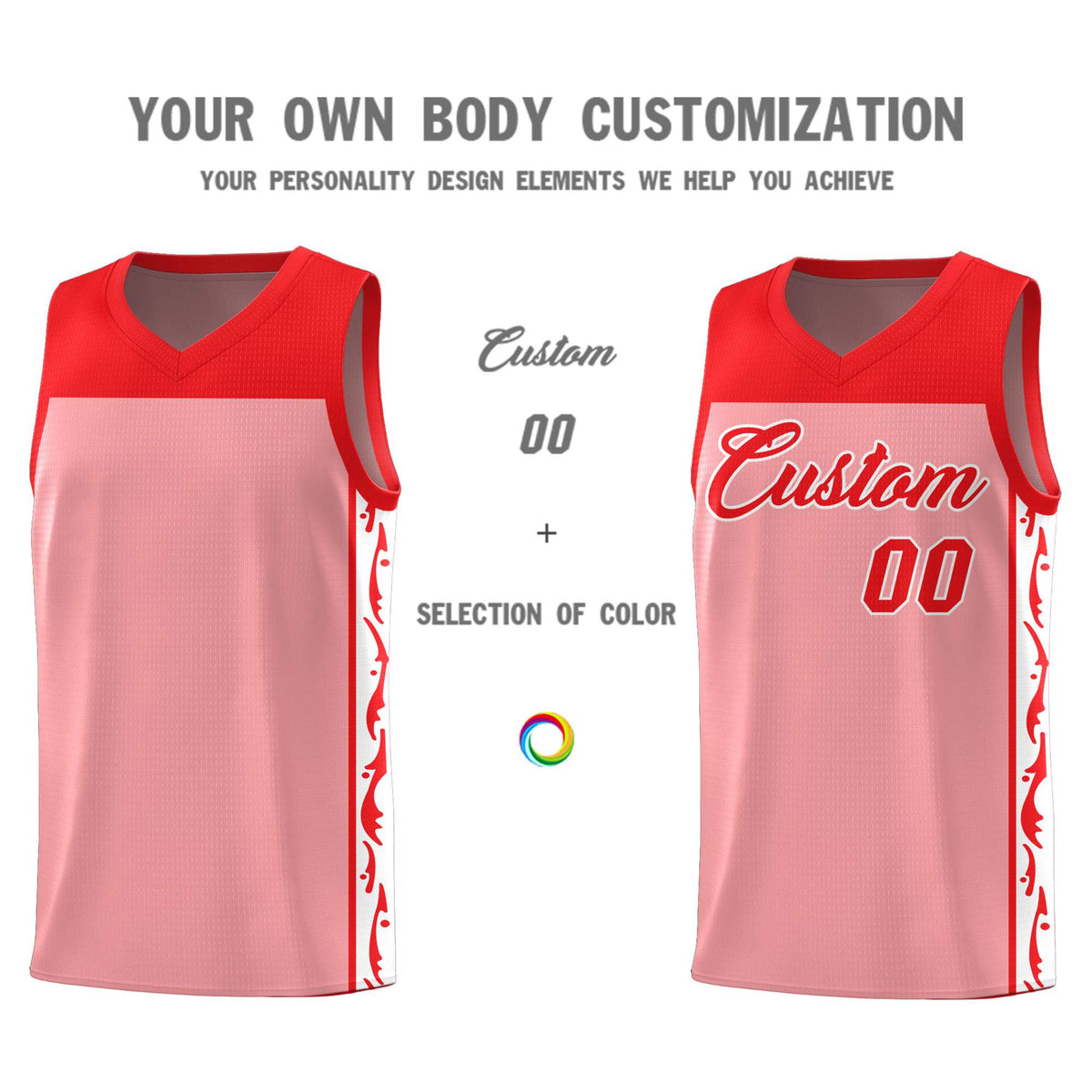 Custom Pink Side Pattern Sports Uniform Basketball Jersey