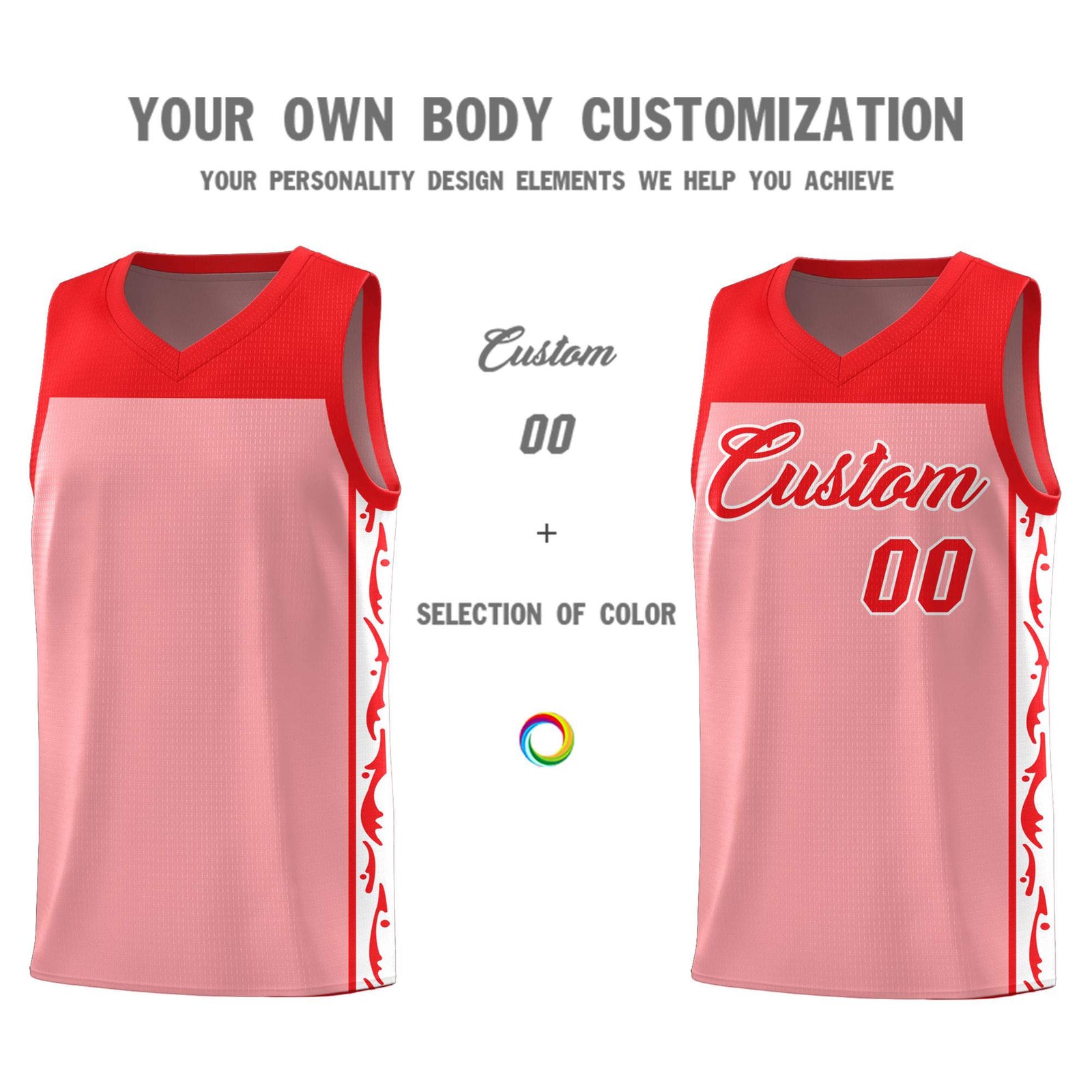 Custom Pink Side Pattern Sports Uniform Basketball Jersey