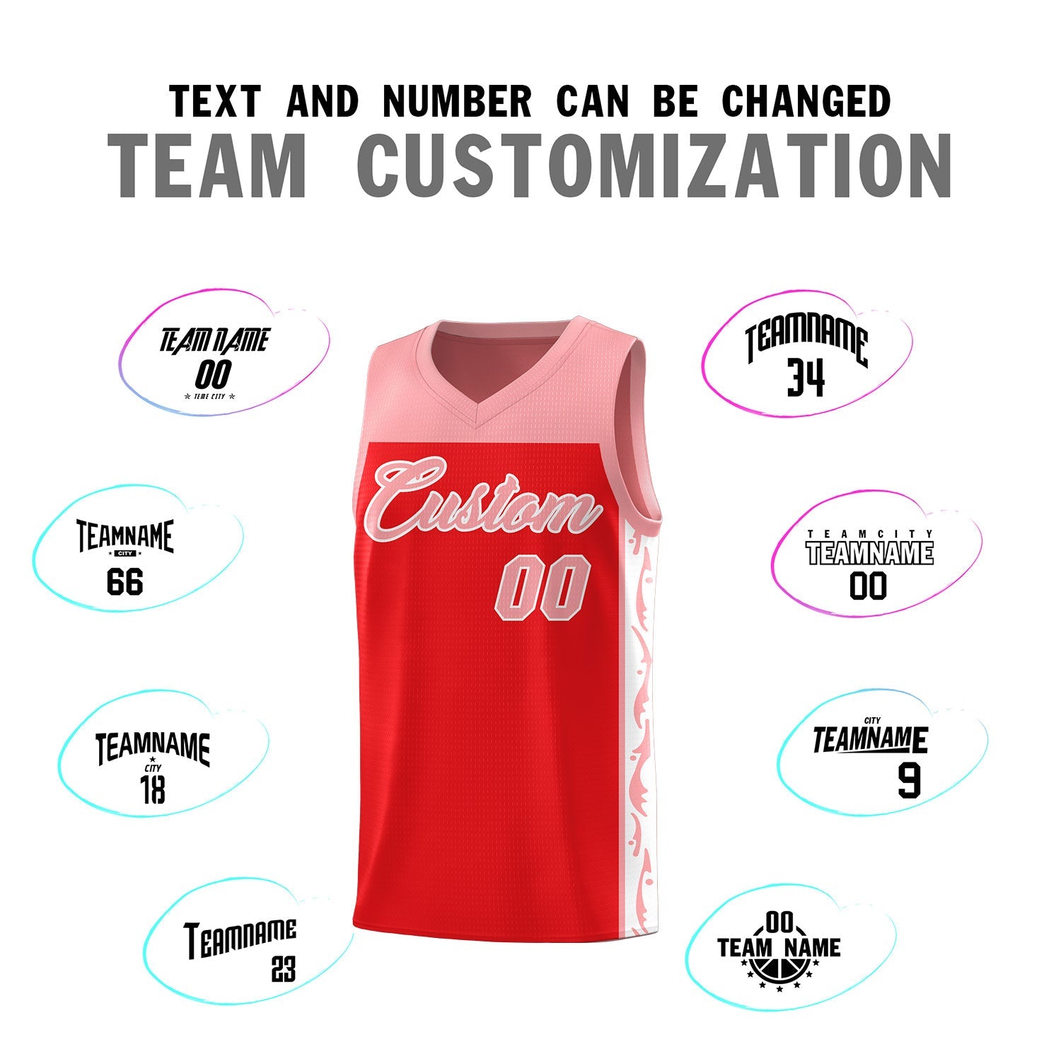 Custom Red Side Pattern Sports Uniform Basketball Jersey