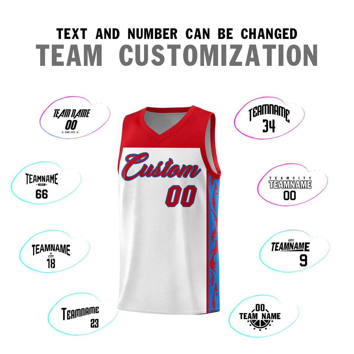 Custom White Side Pattern Sports Uniform Basketball Jersey