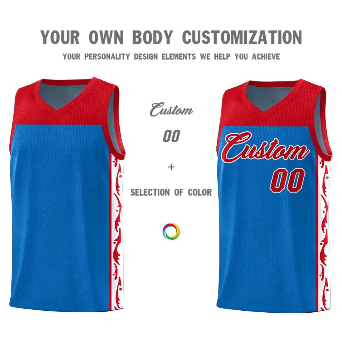 Custom Royal Side Pattern Sports Uniform Basketball Jersey