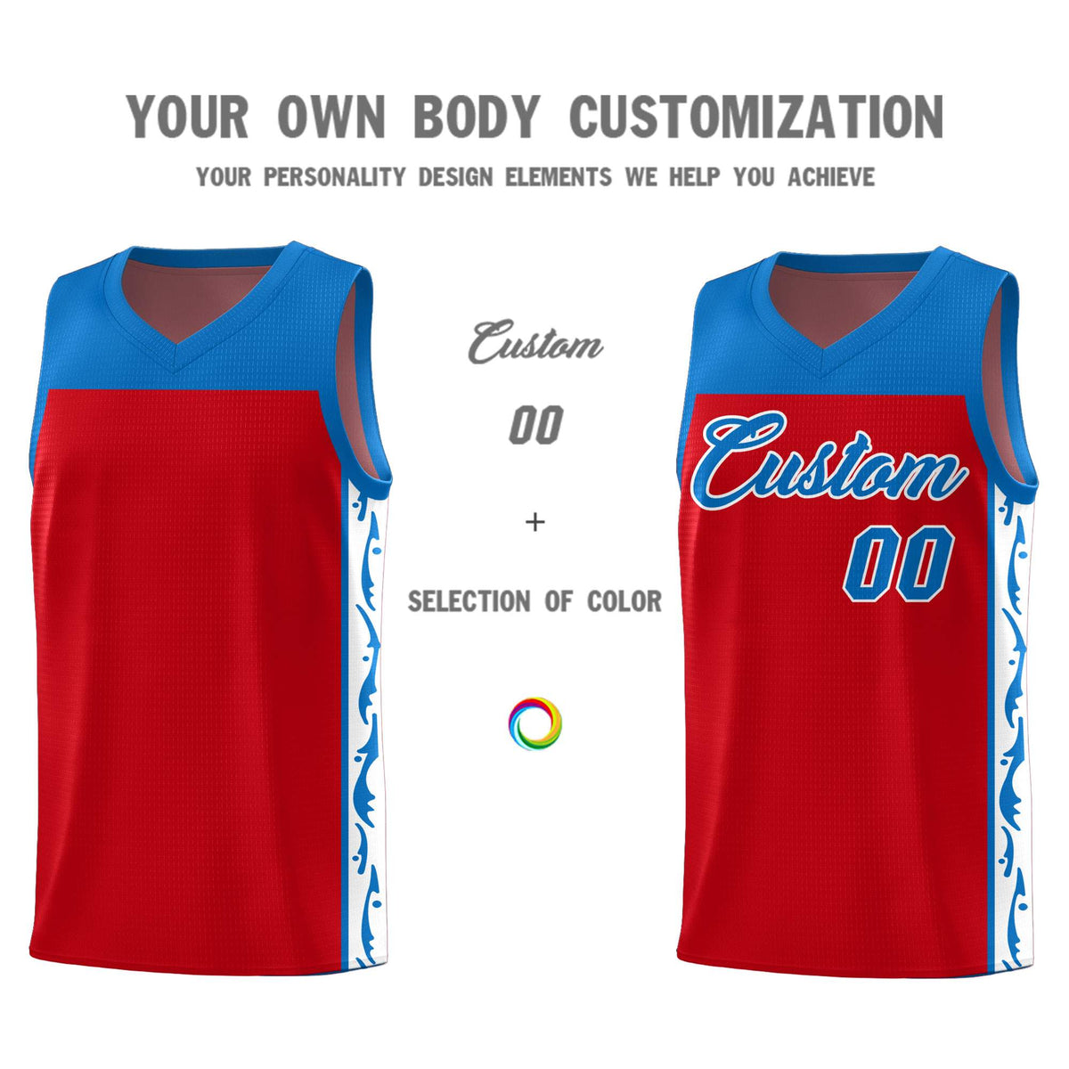 Custom Red Side Pattern Sports Uniform Basketball Jersey